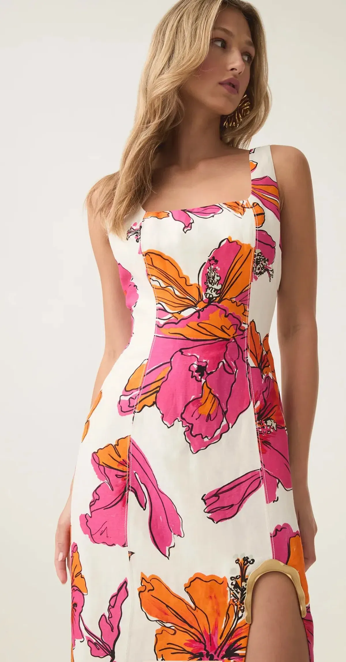 Aje Flourish Midi Dress Vivid Hibiscus Size 6 - Image 4
