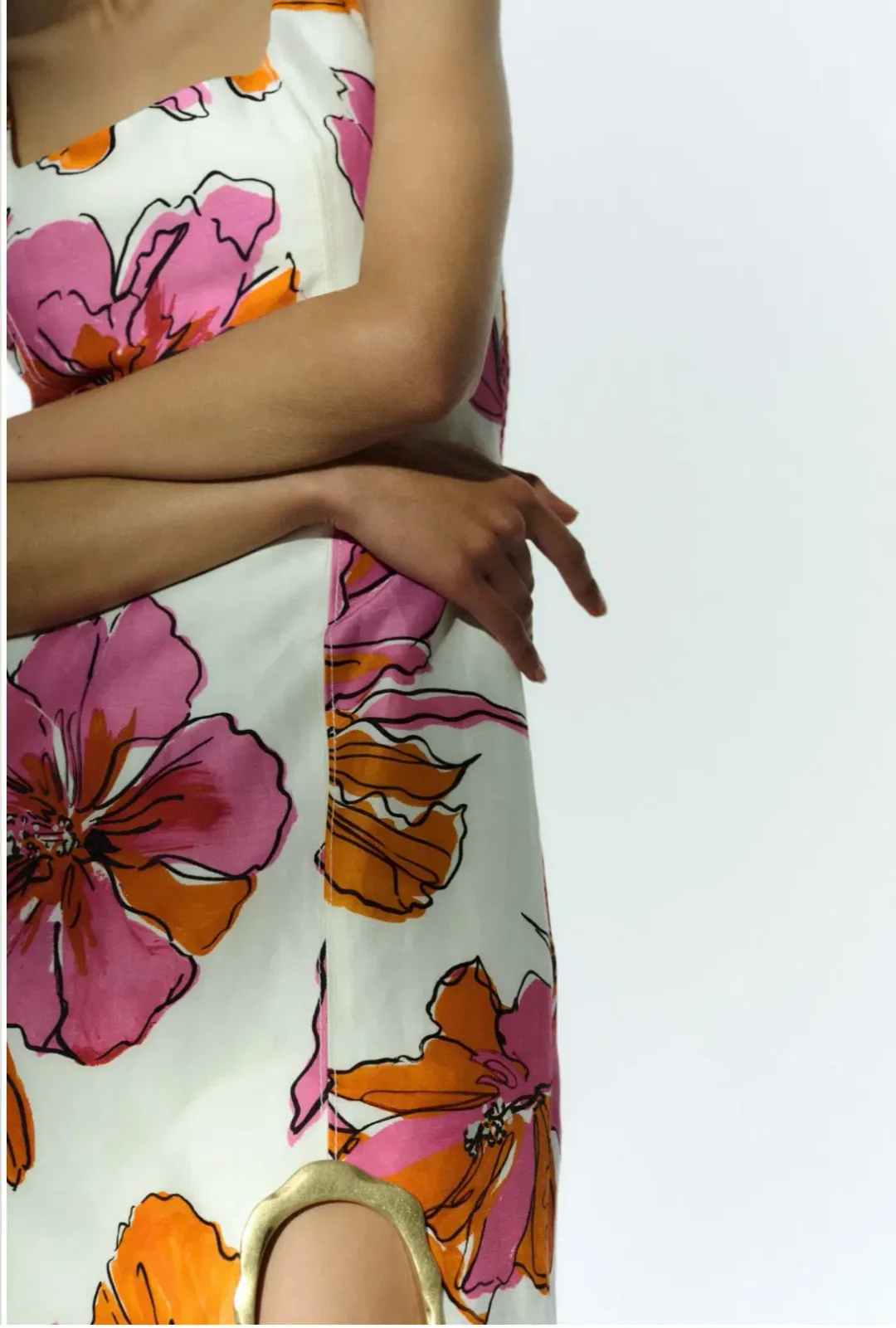 Aje Flourish Midi Dress Vivid Hibiscus Size 6 for rent on The Volte - main image