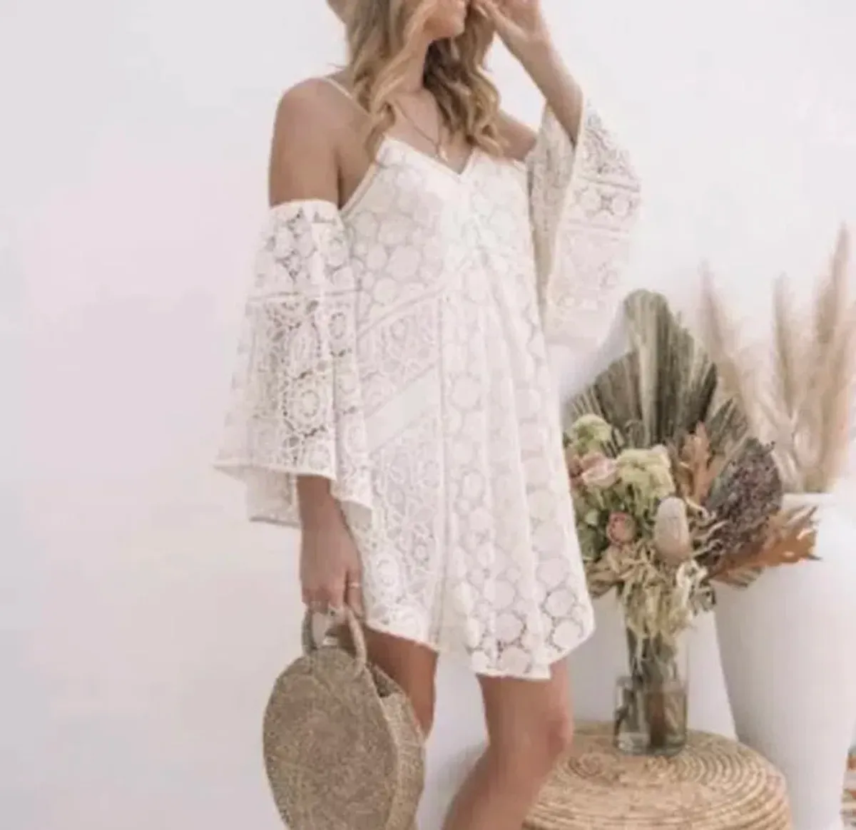 Spell and the Gypsy Imperial Lace Mini Dress Off White Size XS / AU 6 - Image 3