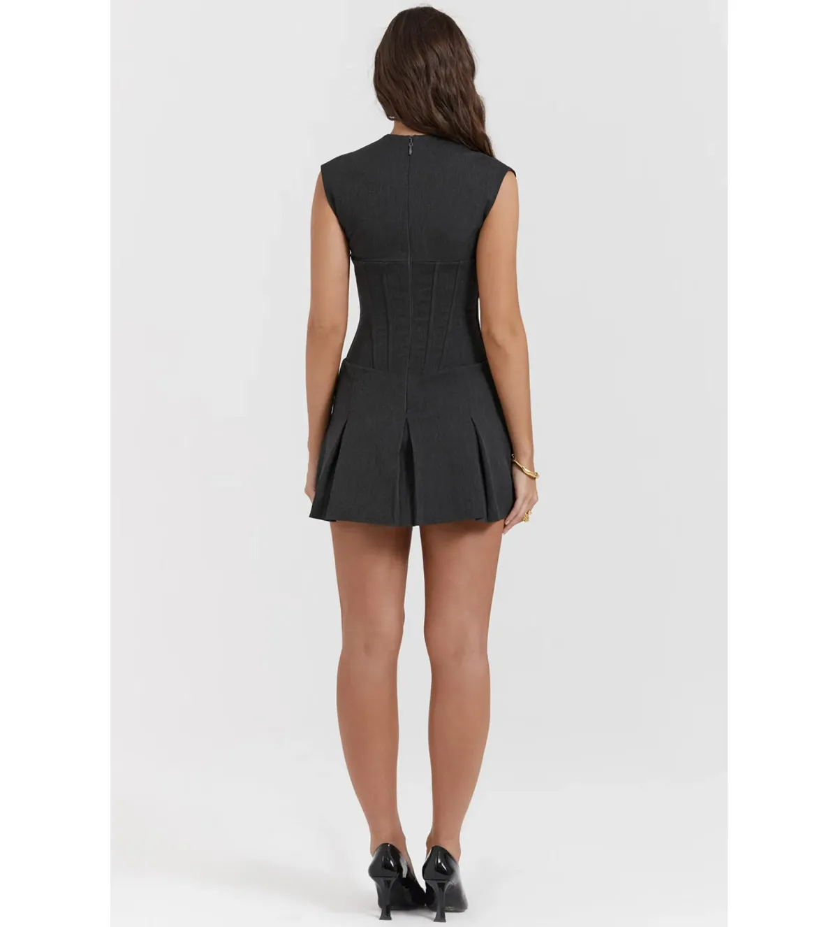 House of CB Eleanor Pleated Corset Dress Charcoal Size XS / AU 6 - Image 3