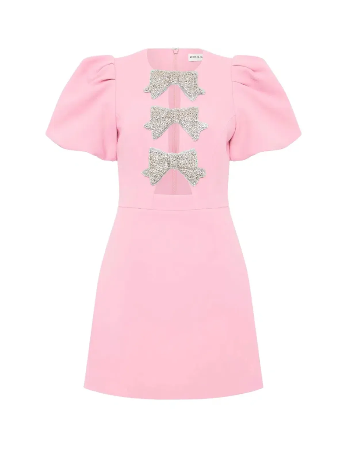Rebecca Vallance Juliana Puff Sleeve Mini Dress Pink Size AU 8 - Image 4