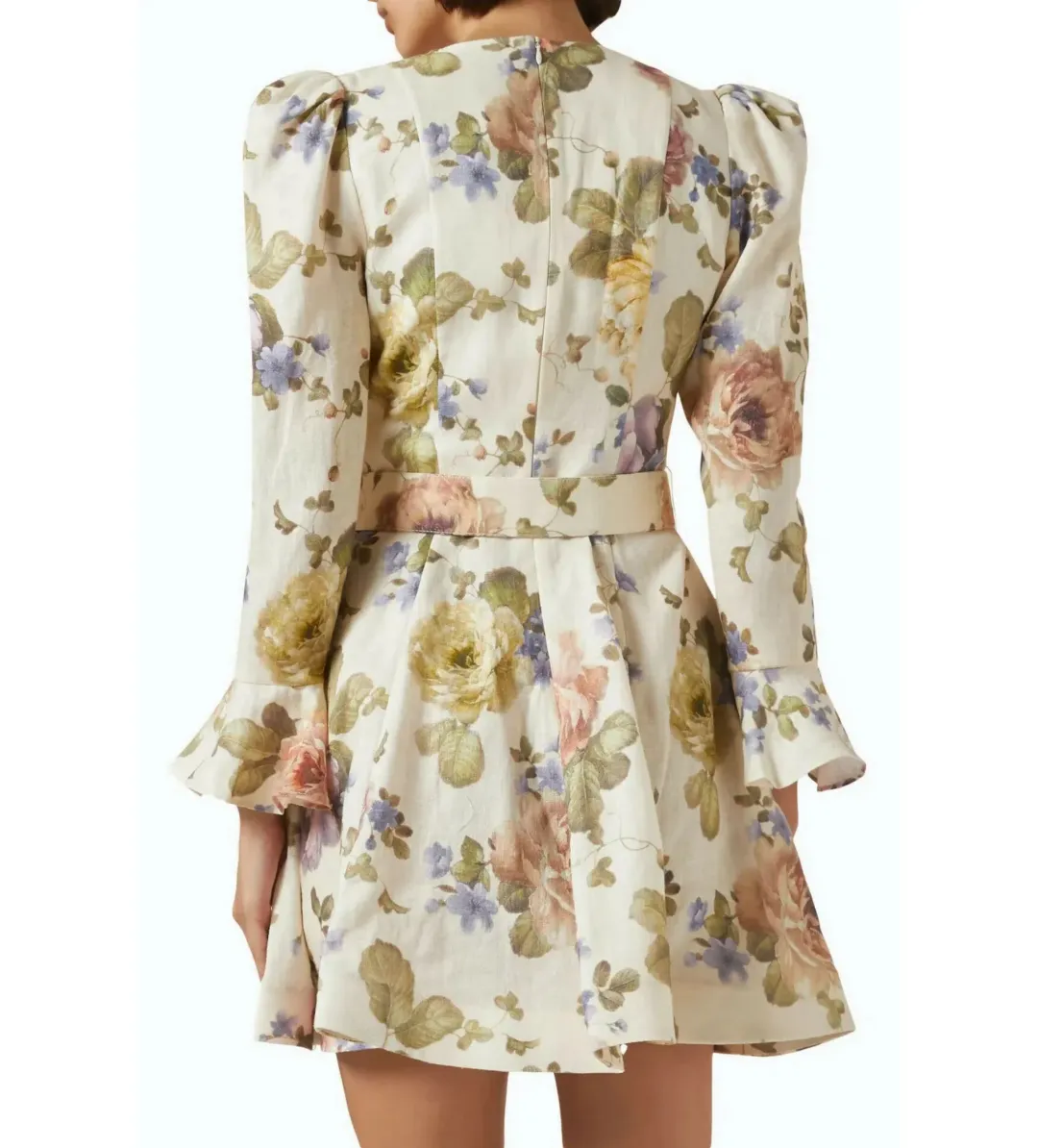 Zimmerman Luminosity Mini Dress in Multi Floral Cream Size 0 / AU 8 for rent on The Volte - main image