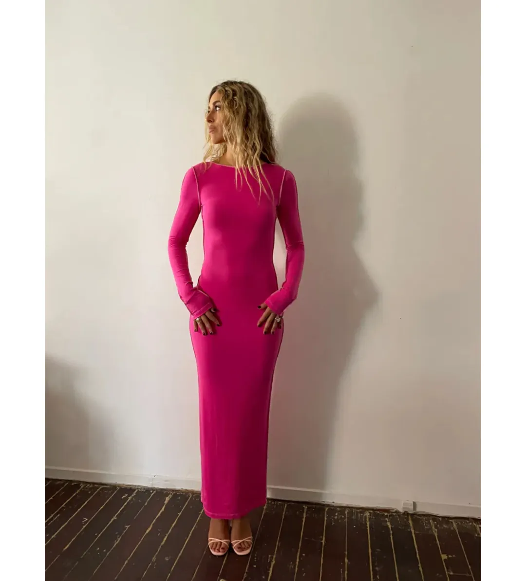 Odysseus and Penelope Contrast Maxi Dress Pink Size AU 6 for rent on The Volte - main image