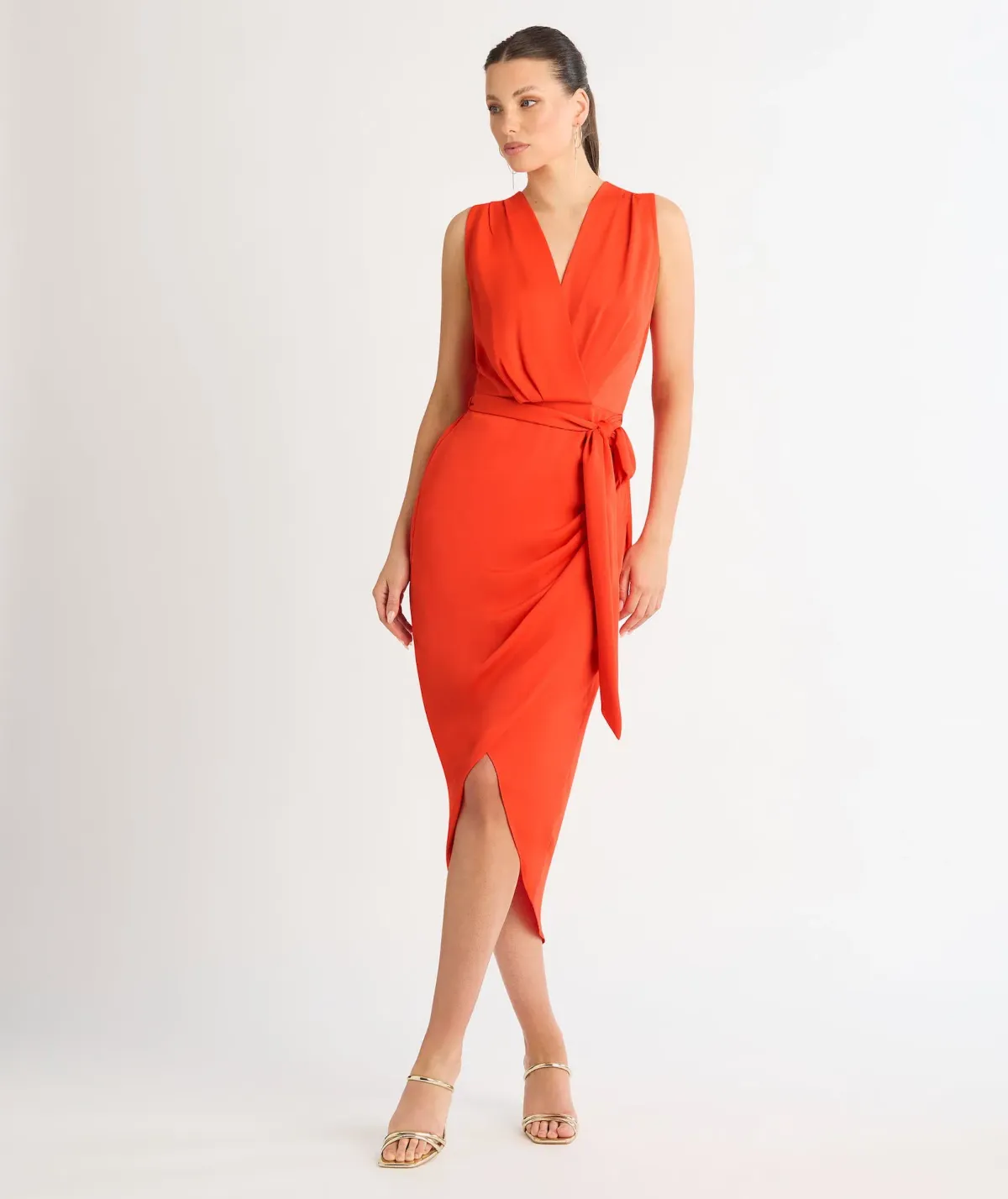 Sheike Saskia Midi Dress Coral Size 16 - Image 3