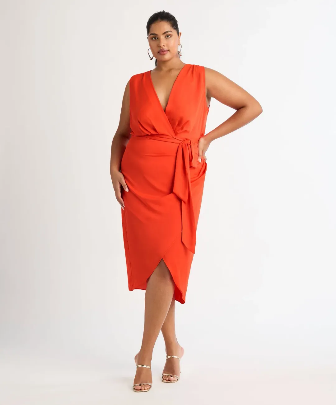 Sheike Saskia Midi Dress Coral Size 16 for rent on The Volte - main image