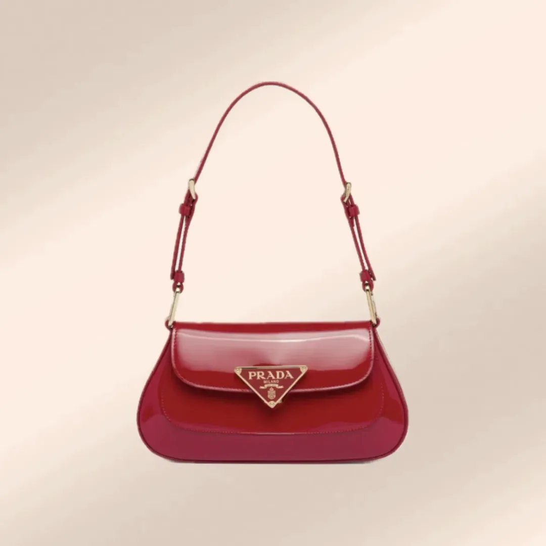 Prada Patent Leather Shoulder Bag Cherry Red for rent on The Volte - main image