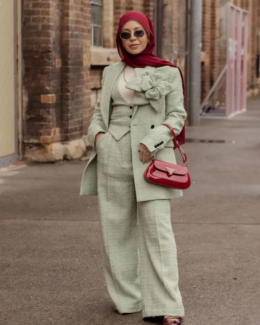 Prada Patent Leather Shoulder Bag Cherry Red for rent on The Volte - main image