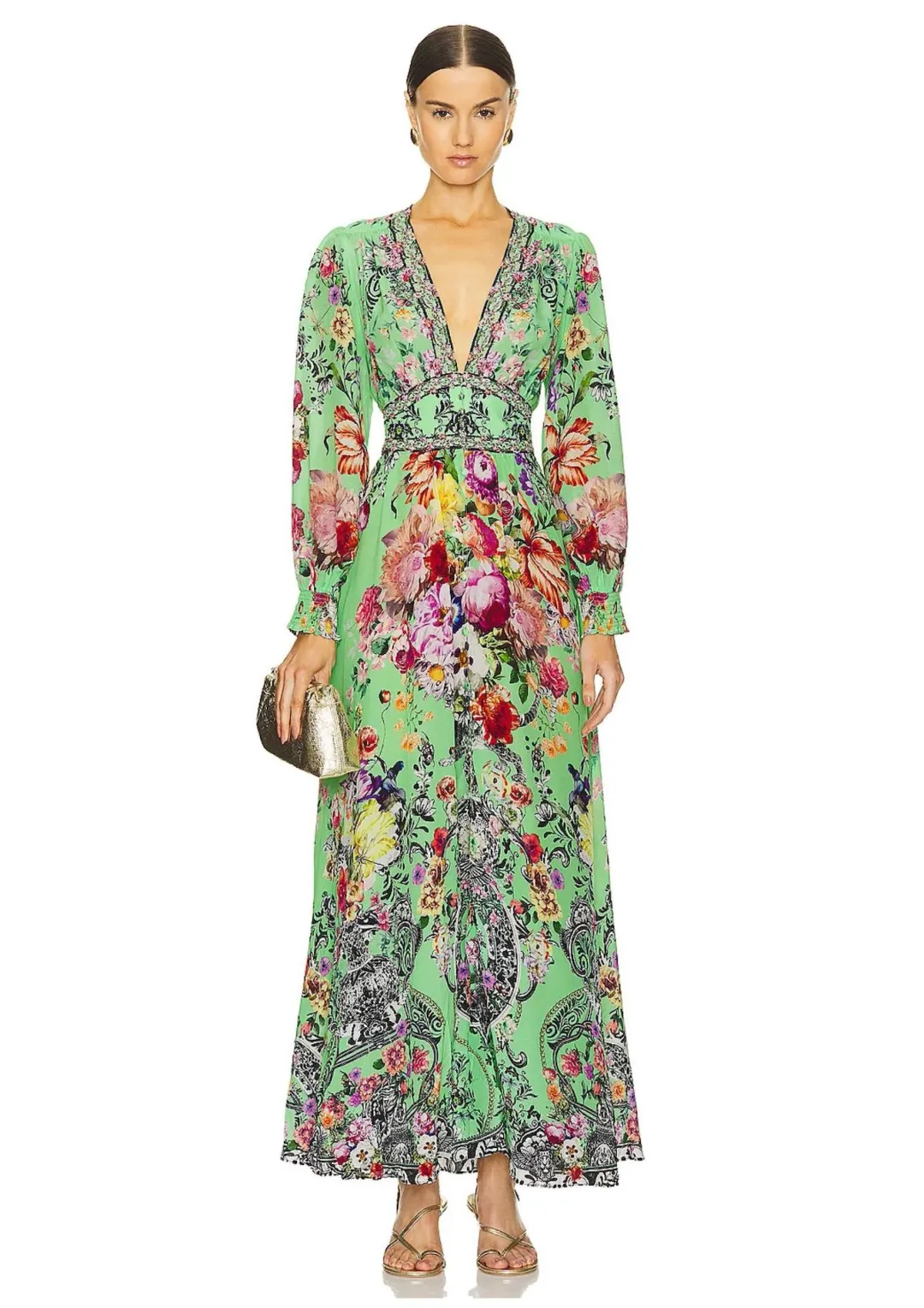 Camilla Button Maxi Dress with Shaped Waistband Porcelain Dream Size S / AU 10 for rent on The Volte - main image