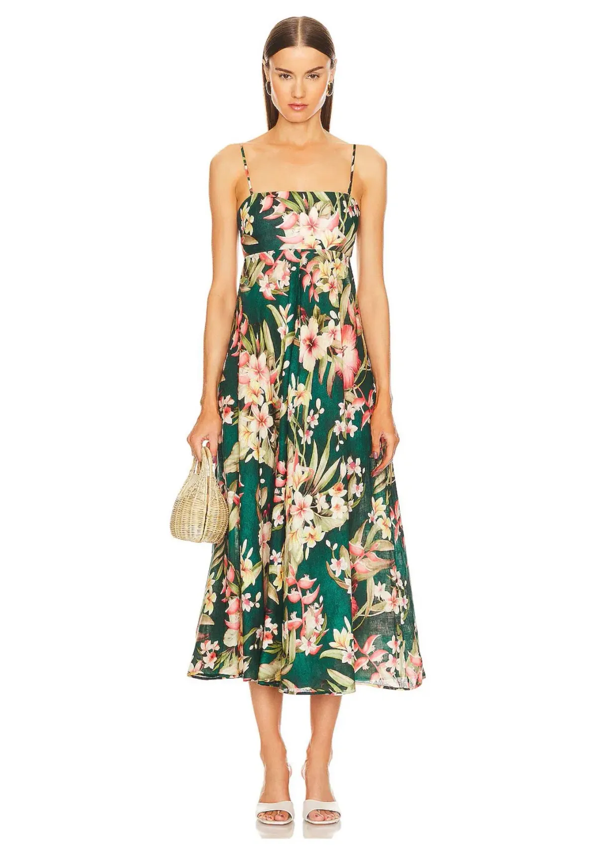 Zimmermann Lexi Midi Dress in Green Palm Size 0 / AU 8 - Image 1