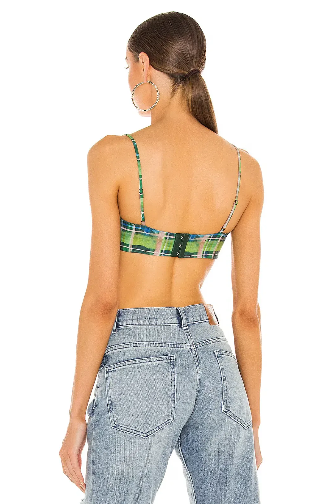 Danielle Guizio Plaid Bralette Top and Scoop Tie Cardigan Set Deep Green Size XS / AU 6 for rent on The Volte - main image