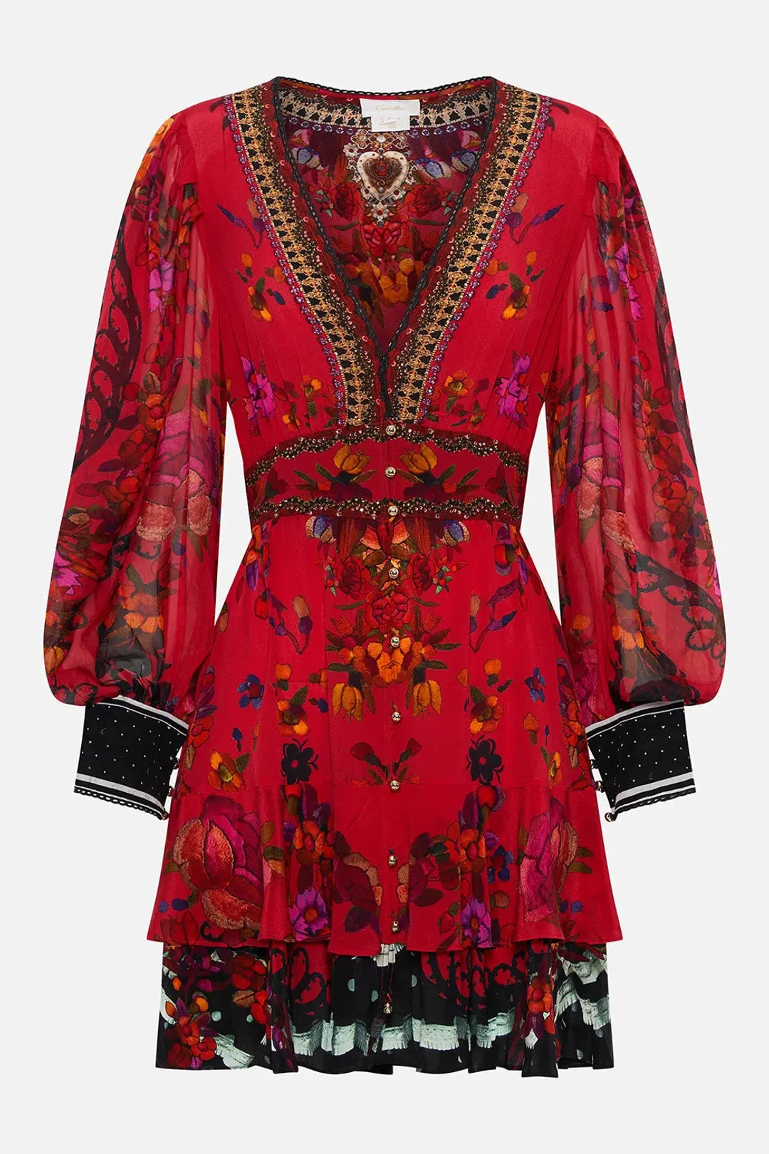 Camilla Button Front Frill Mini Dress View From The Veil Size S / AU 10 for rent on The Volte - main image