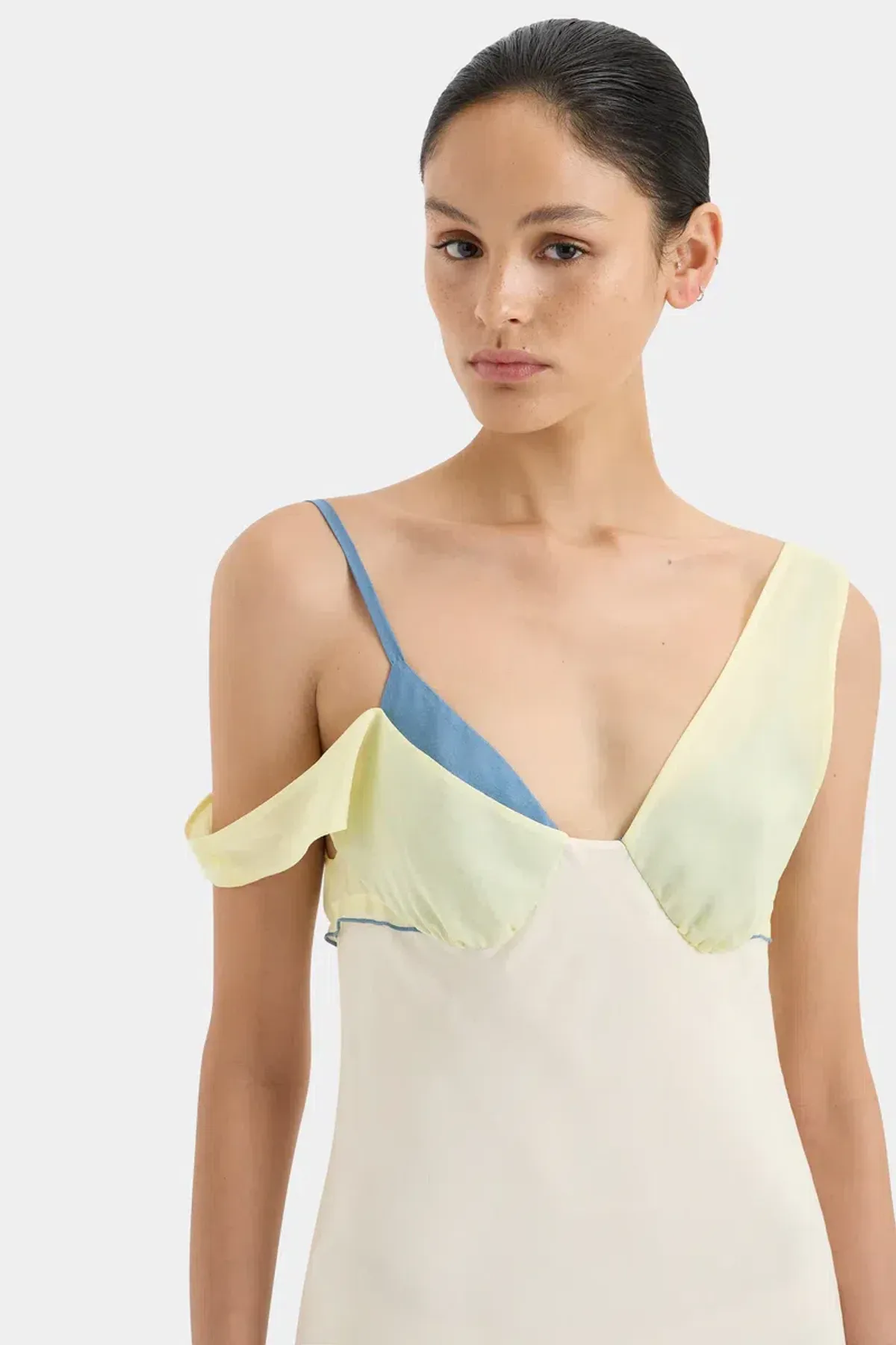 Sir The Label Thames Splice Midi Dress in Ecru Multi Size 1 / AU 8 - Image 2