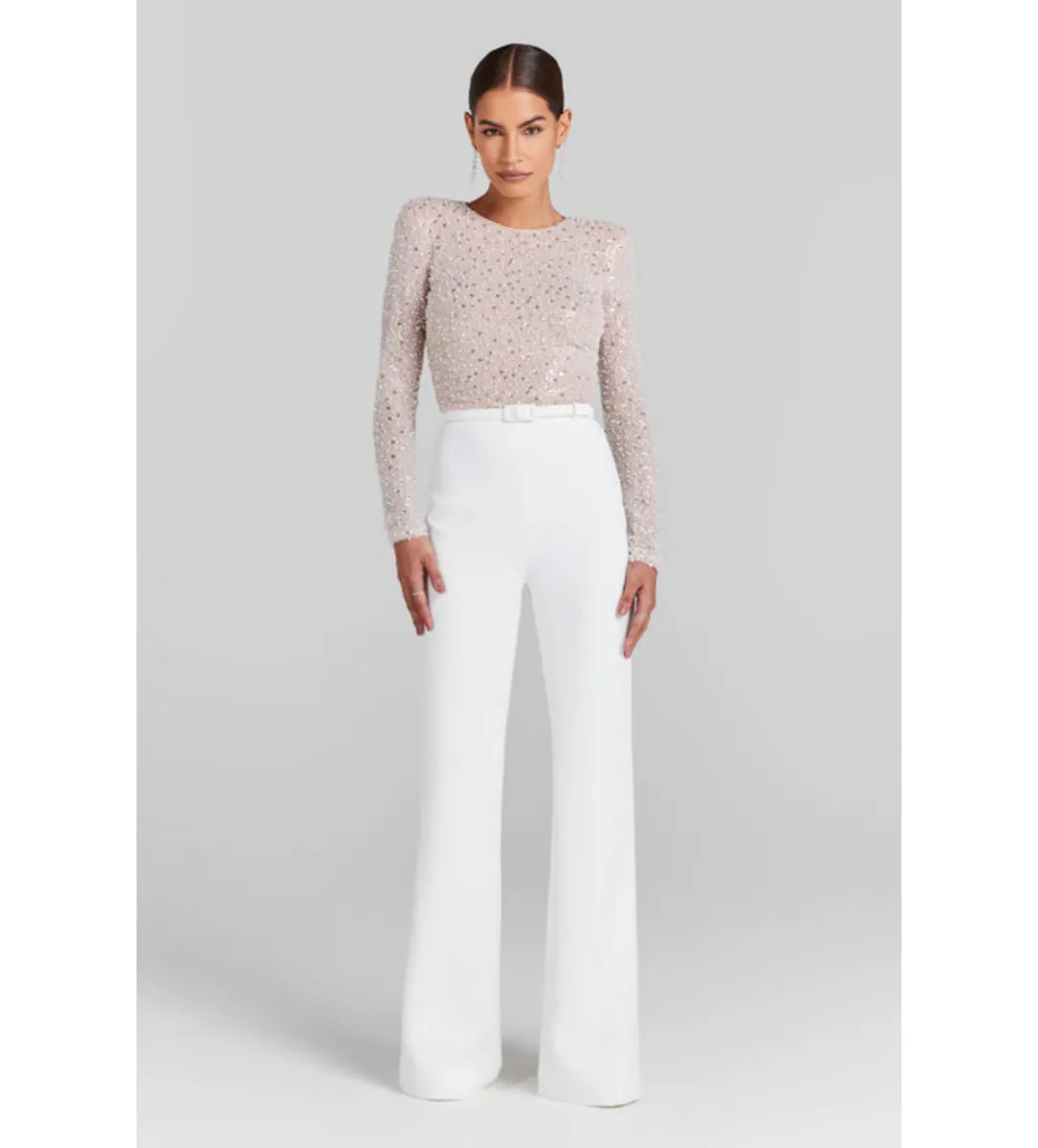 Nadine Merabi Amelia Jumpsuit White Size 8  for rent on The Volte - main image