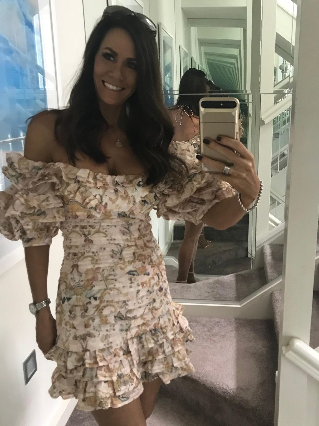 Zimmermann Painted Heart Folds Mini Dress Peach Tapestry Size 1 / AU 10 for rent on The Volte - main image