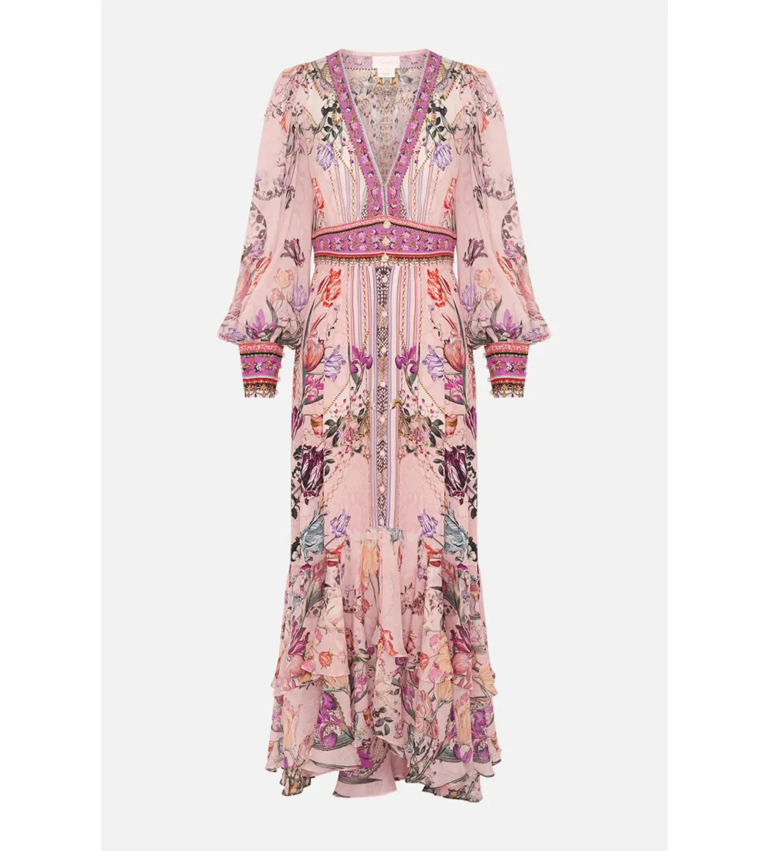 Camilla Long Button Front Dress Mad As A Snake Pink Size S / AU 10 for rent on The Volte - main image