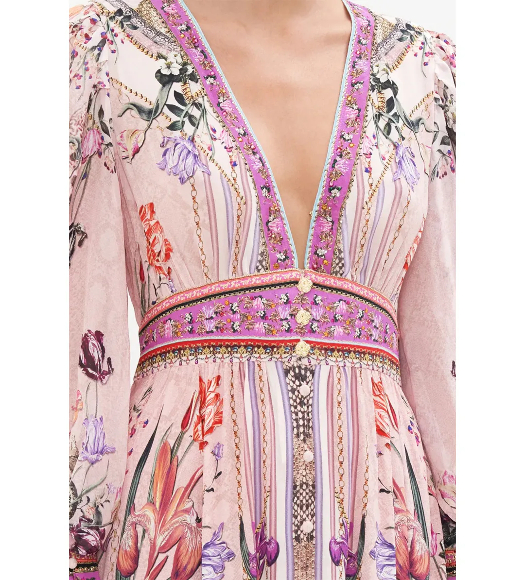 Camilla Long Button Front Dress Mad As A Snake Pink Size S / AU 10 for rent on The Volte - main image