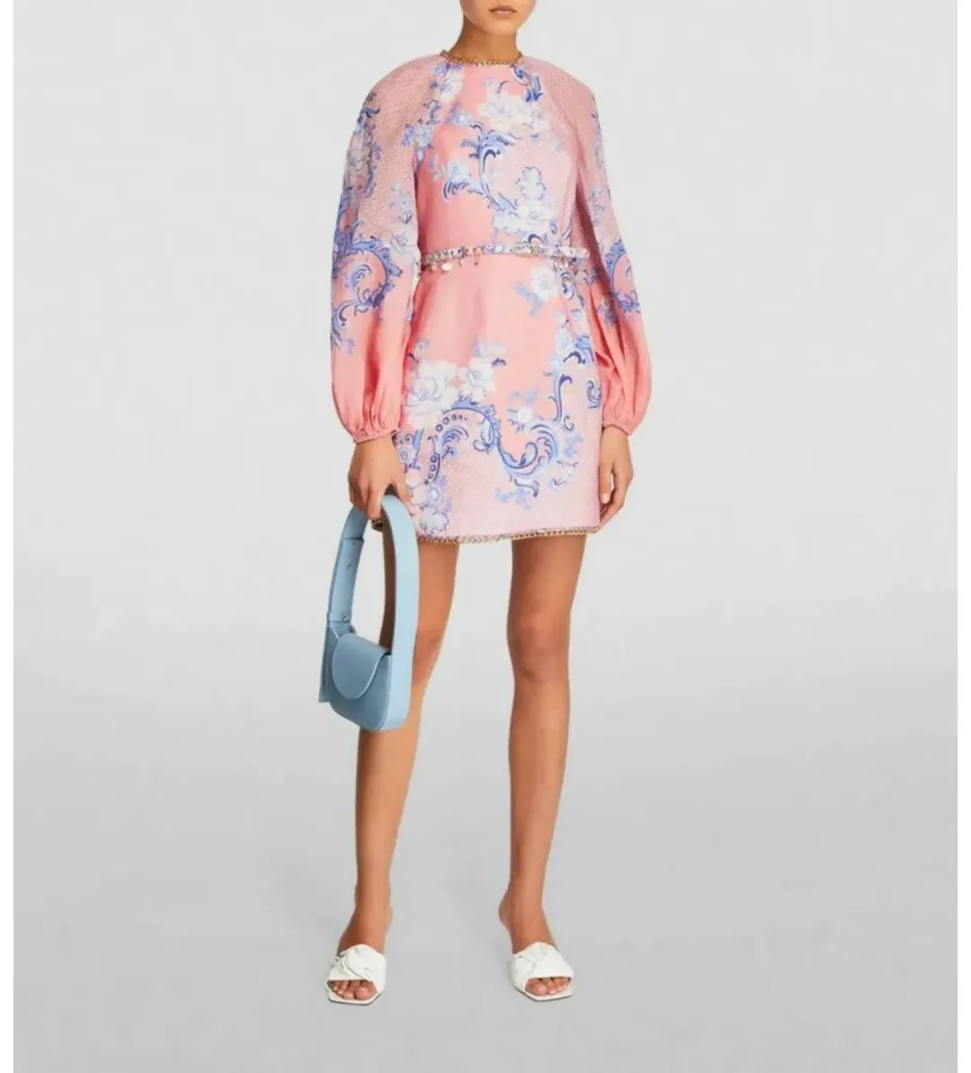 Zimmermann Postcard Mini Dress Swirl Floral Coral Size 2 / AU 12 for rent on The Volte - main image