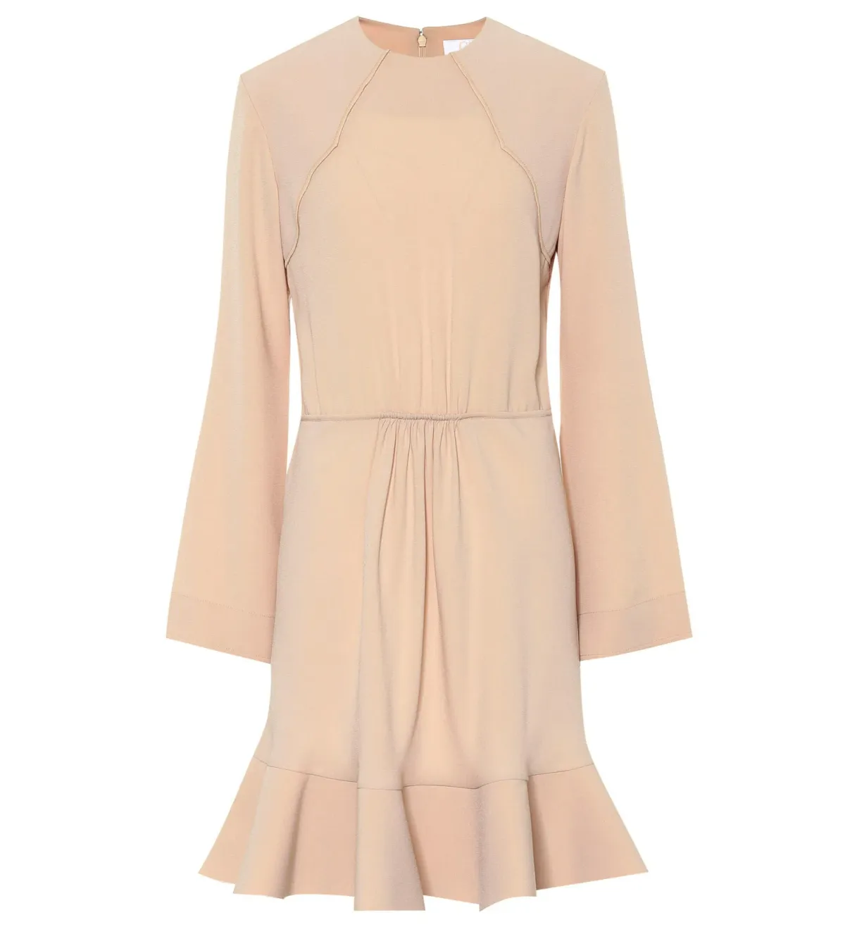 Chloe Crêpe Mini Dress in Beige Size AU 8 - Image 4