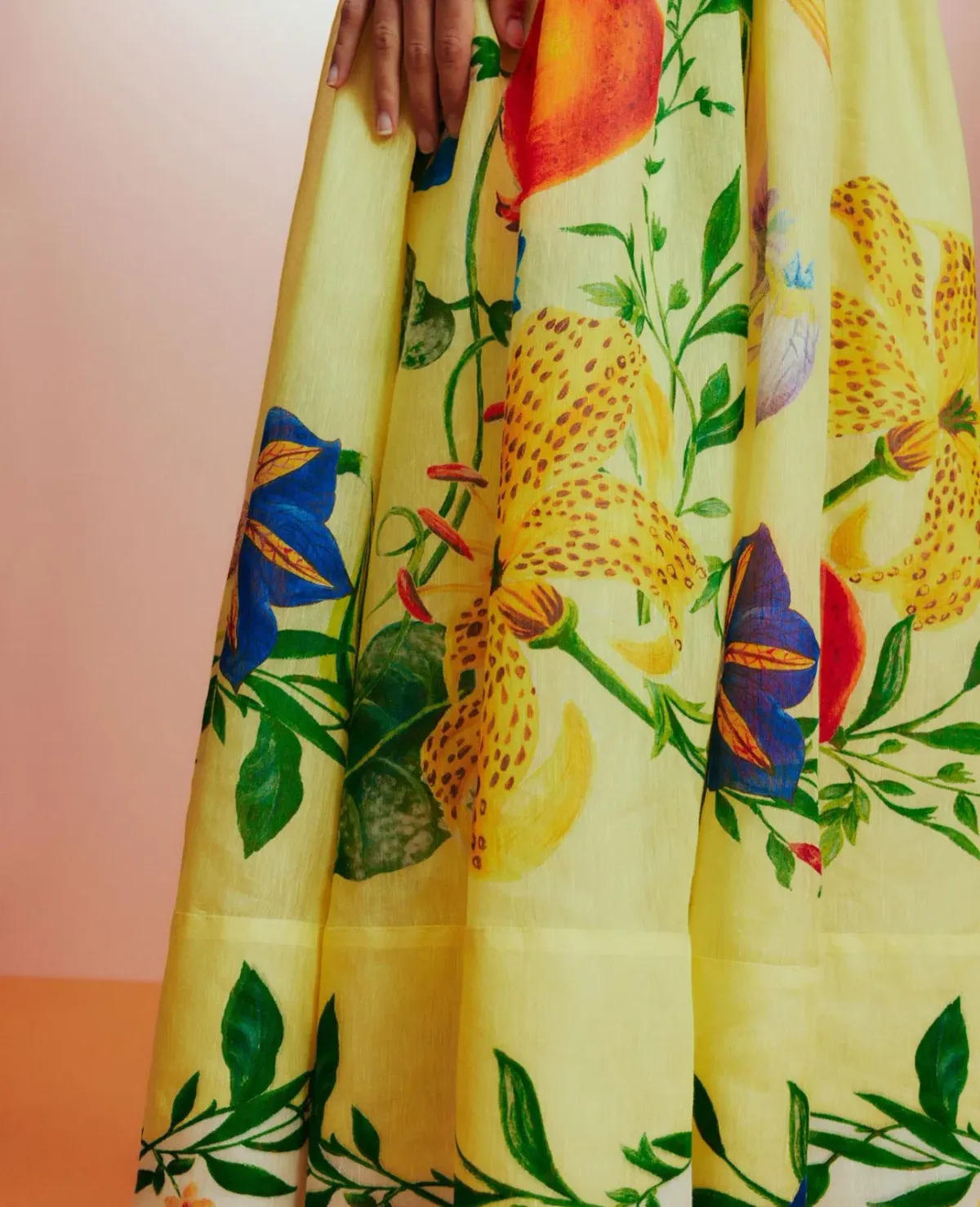 Alemais  Dahlia Halter Gown Midi Yellow Print Size AU 10  - Image 4