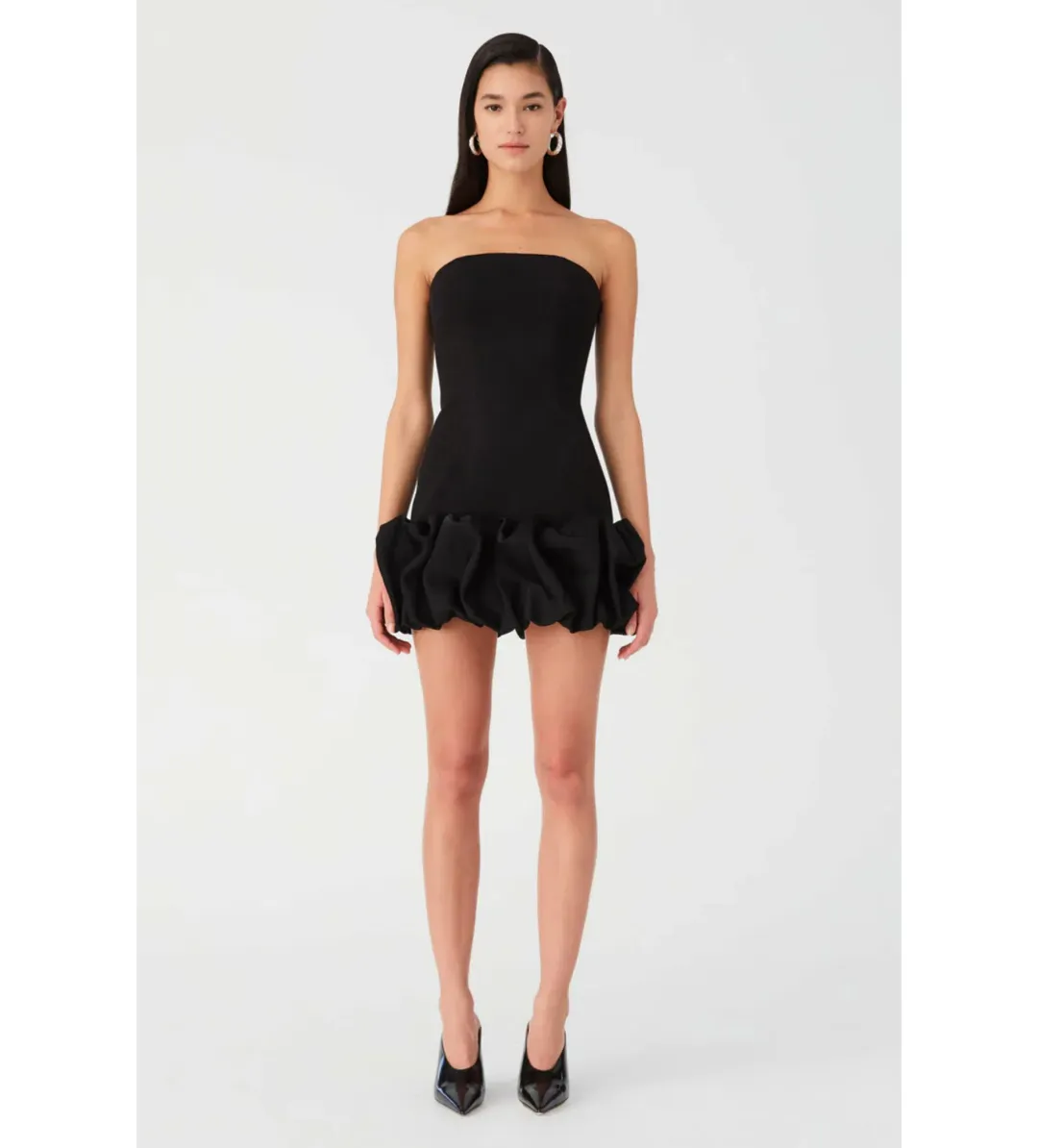 Misha Saphira Crepe Mini Dress Black Size AU 6 for rent on The Volte - main image