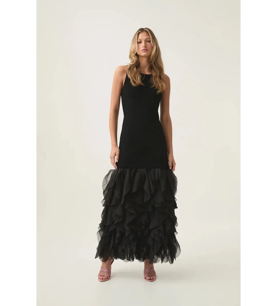 Aje Elations Knit Maxi Dress Black Size AU 8   for rent on The Volte - main image