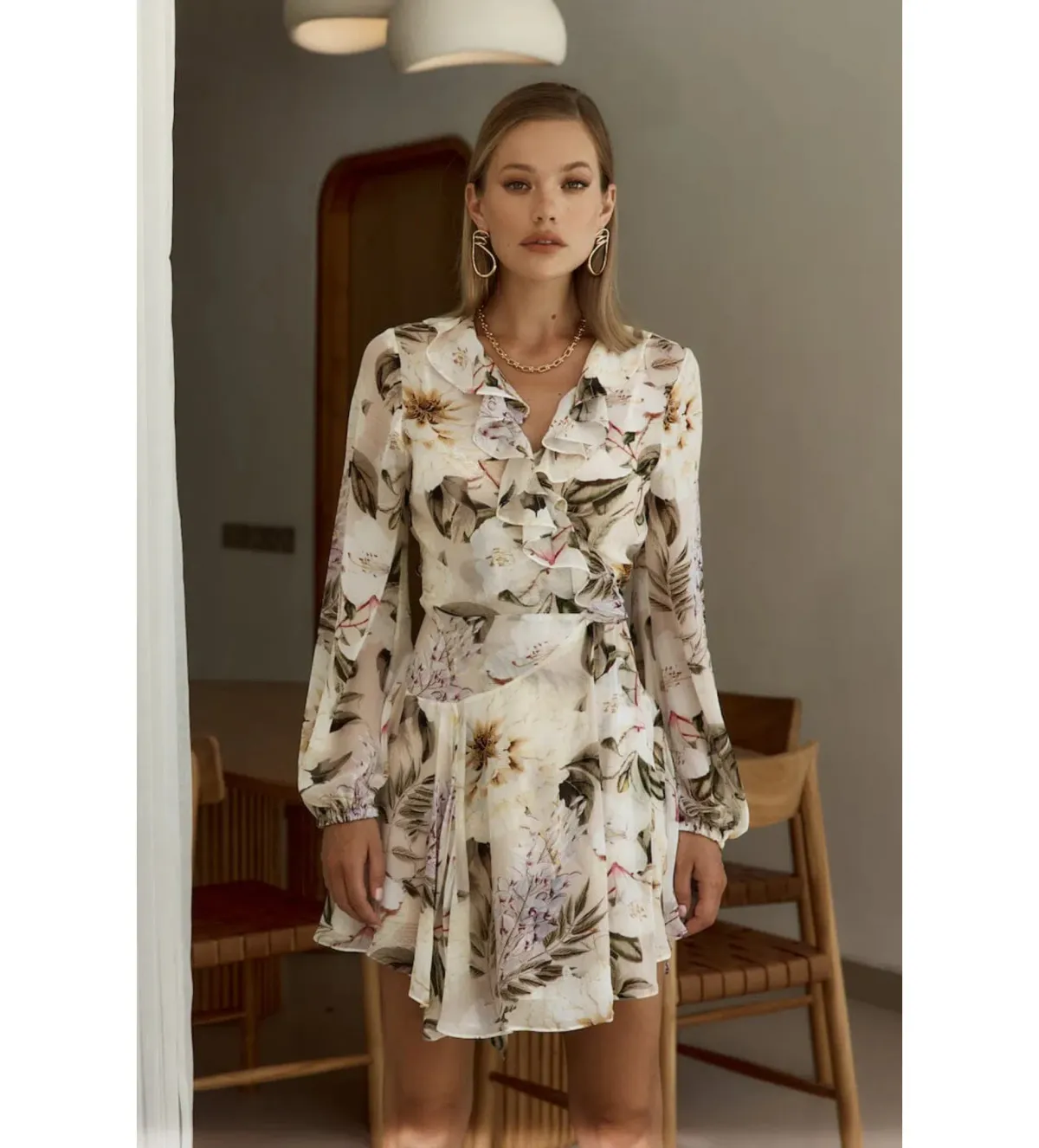 Sofia The Label Arabella Wrap Frill Dress Flora Print Size AU 8 - Image 5