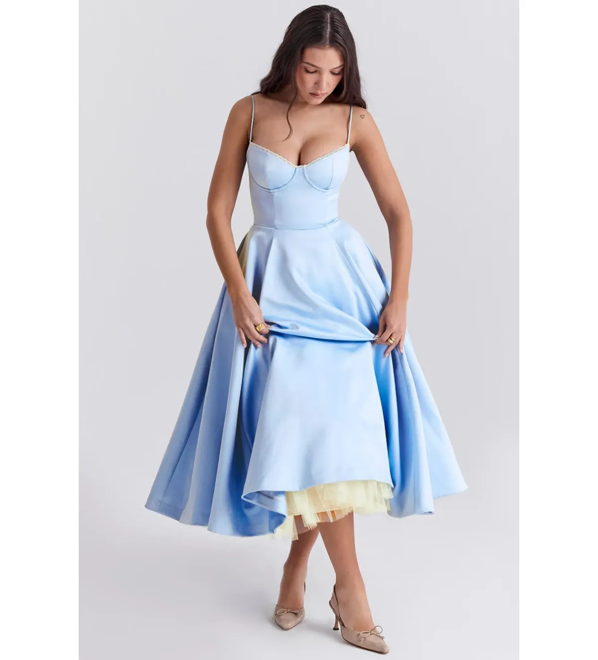 House of CB Mademoiselle Tulle Midi Dress Cinderella Blue Size M / AU 10 - Image 2