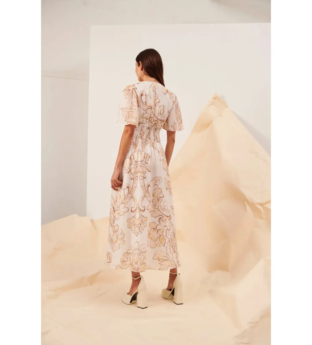 Kate Ford Arcadia Ruched Front Dress in Daphne Size 0 / AU 6 for rent on The Volte - main image