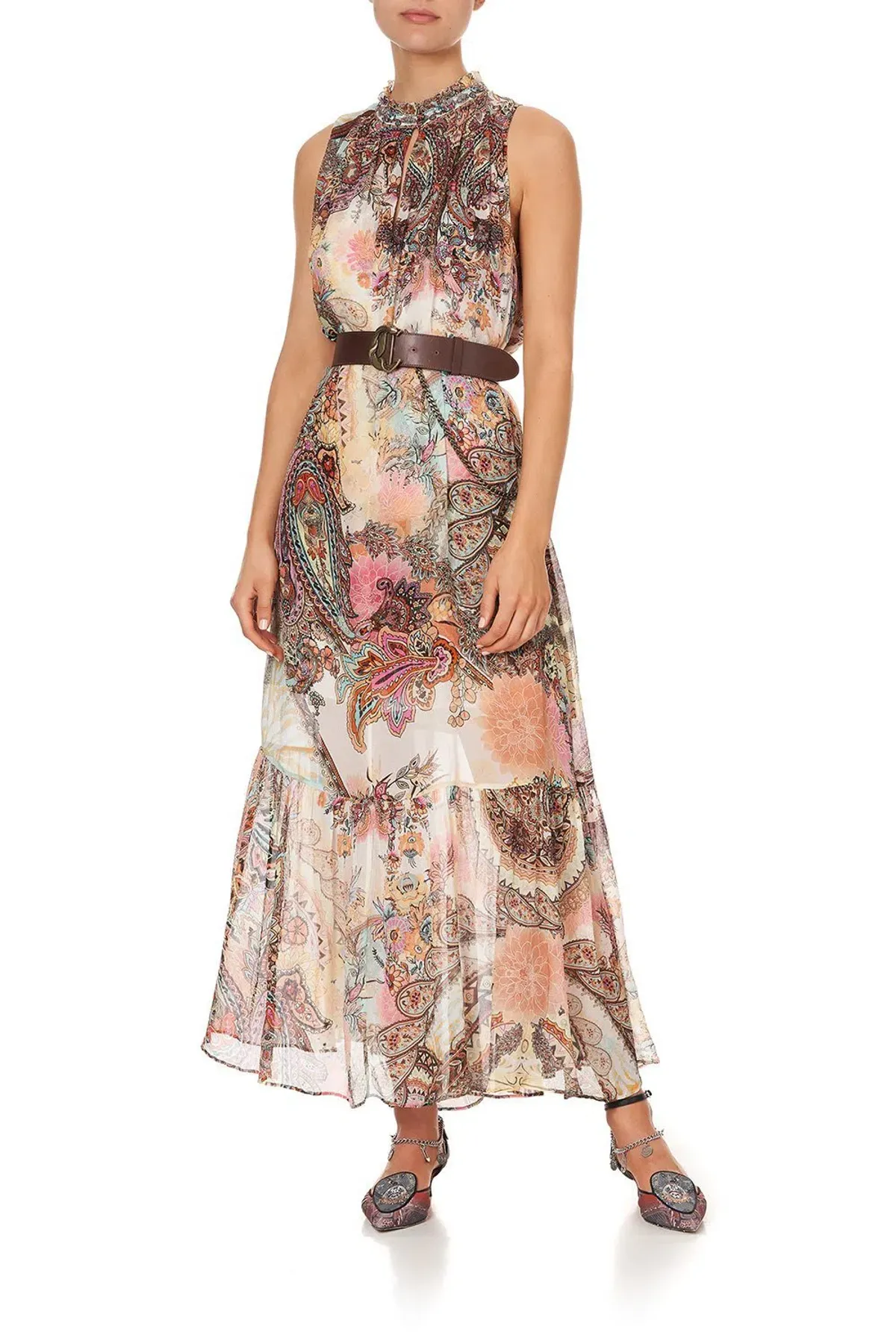 Camilla Carnaby Disco High Neck Keyhole Maxi Dress Print Size XS / AU 8 - Image 1