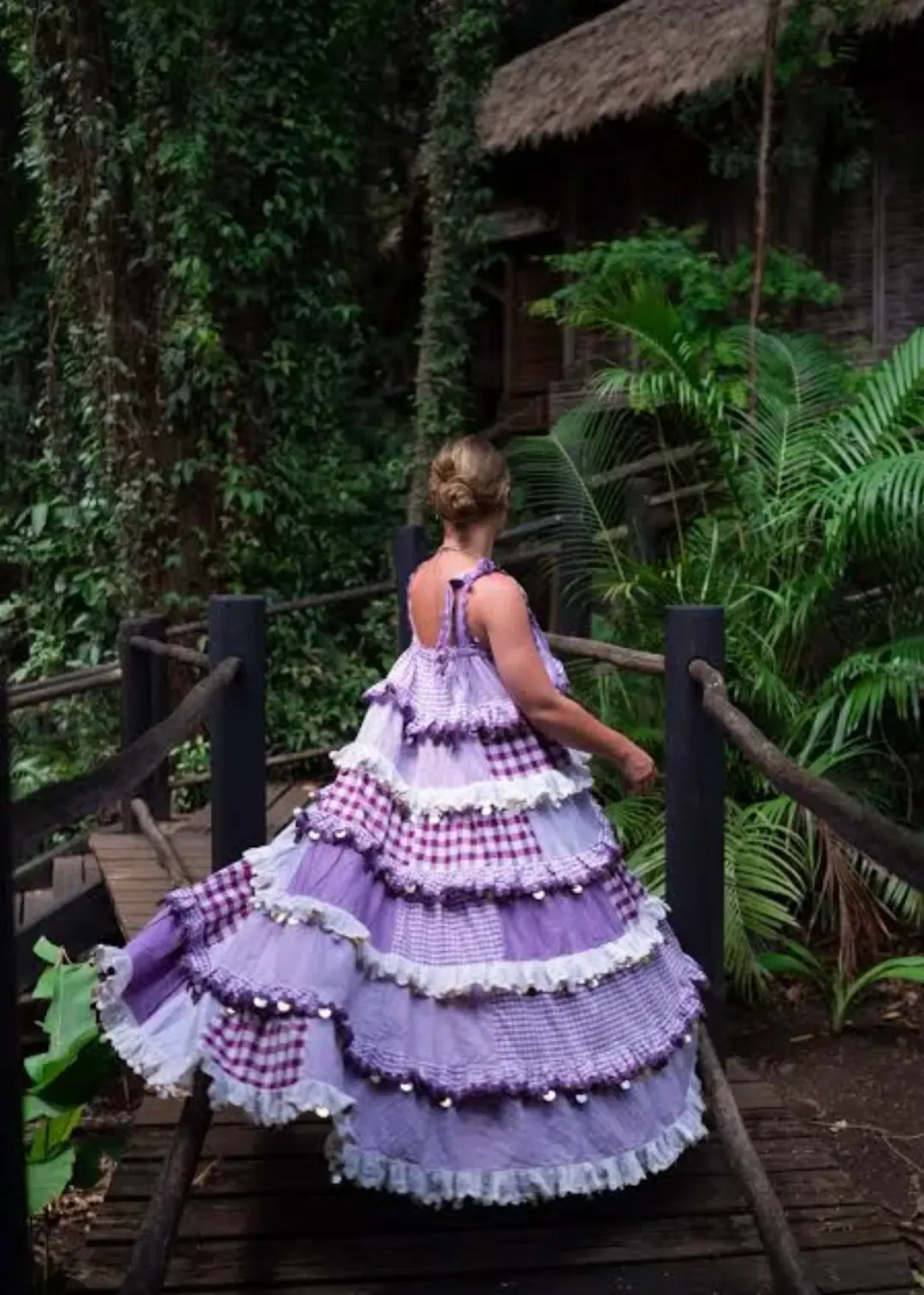 Innika Choo Ric Rac Patchwork Sequin Maxi Dress Purple One Size for rent on The Volte - main image