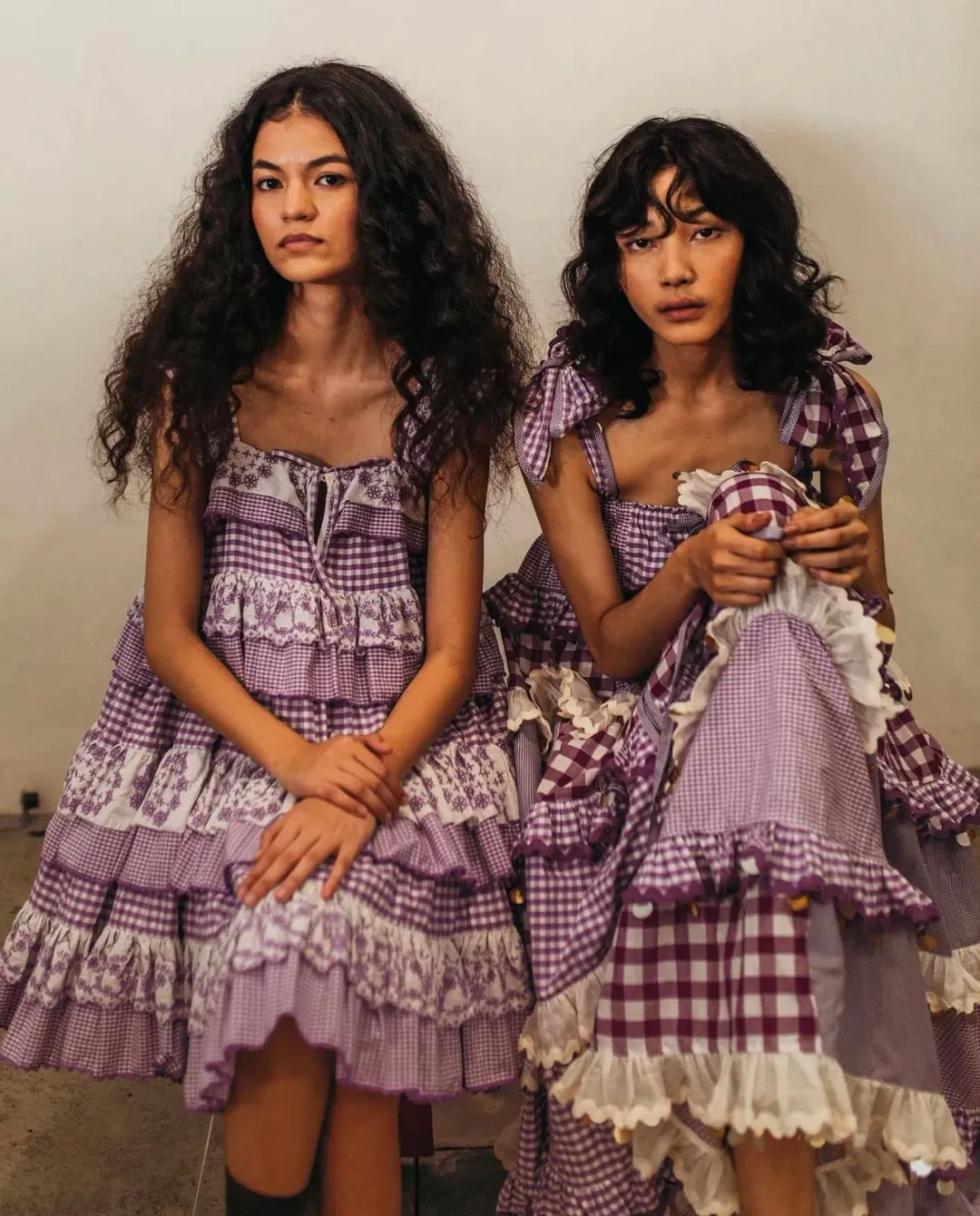 Innika Choo Ric Rac Patchwork Sequin Maxi Dress Purple One Size for rent on The Volte - main image