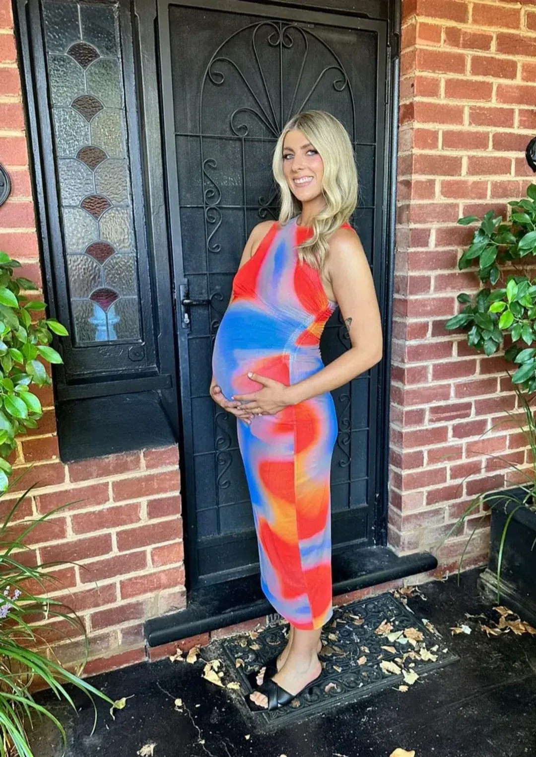 Scanlan Theodore Italian Watercolour Dress in Blue/Red Size 8 for rent on The Volte - main image