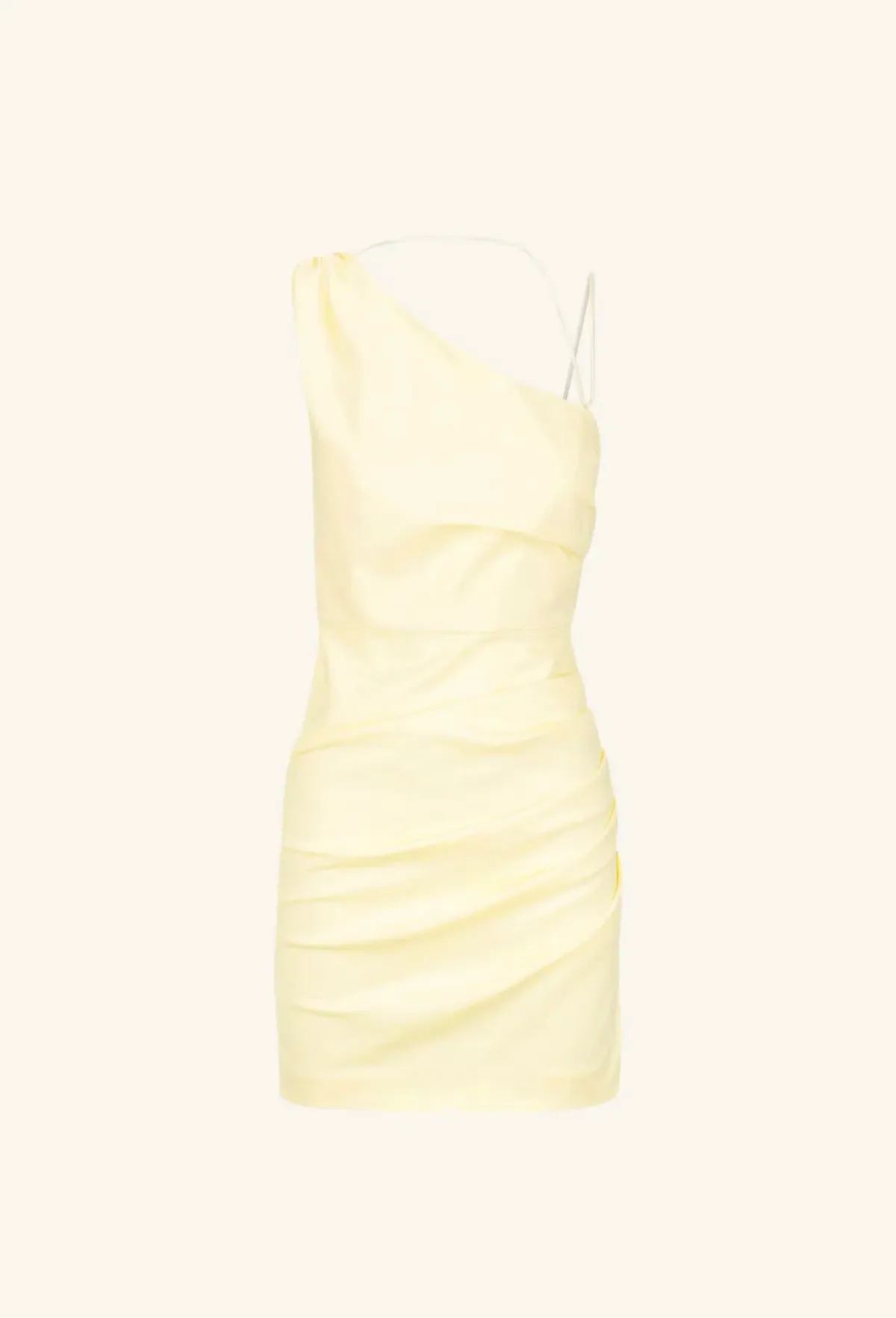 Shona Joy Lani Asymmetrical Gathered Mini Dress Vanilla Size 10 - Image 5