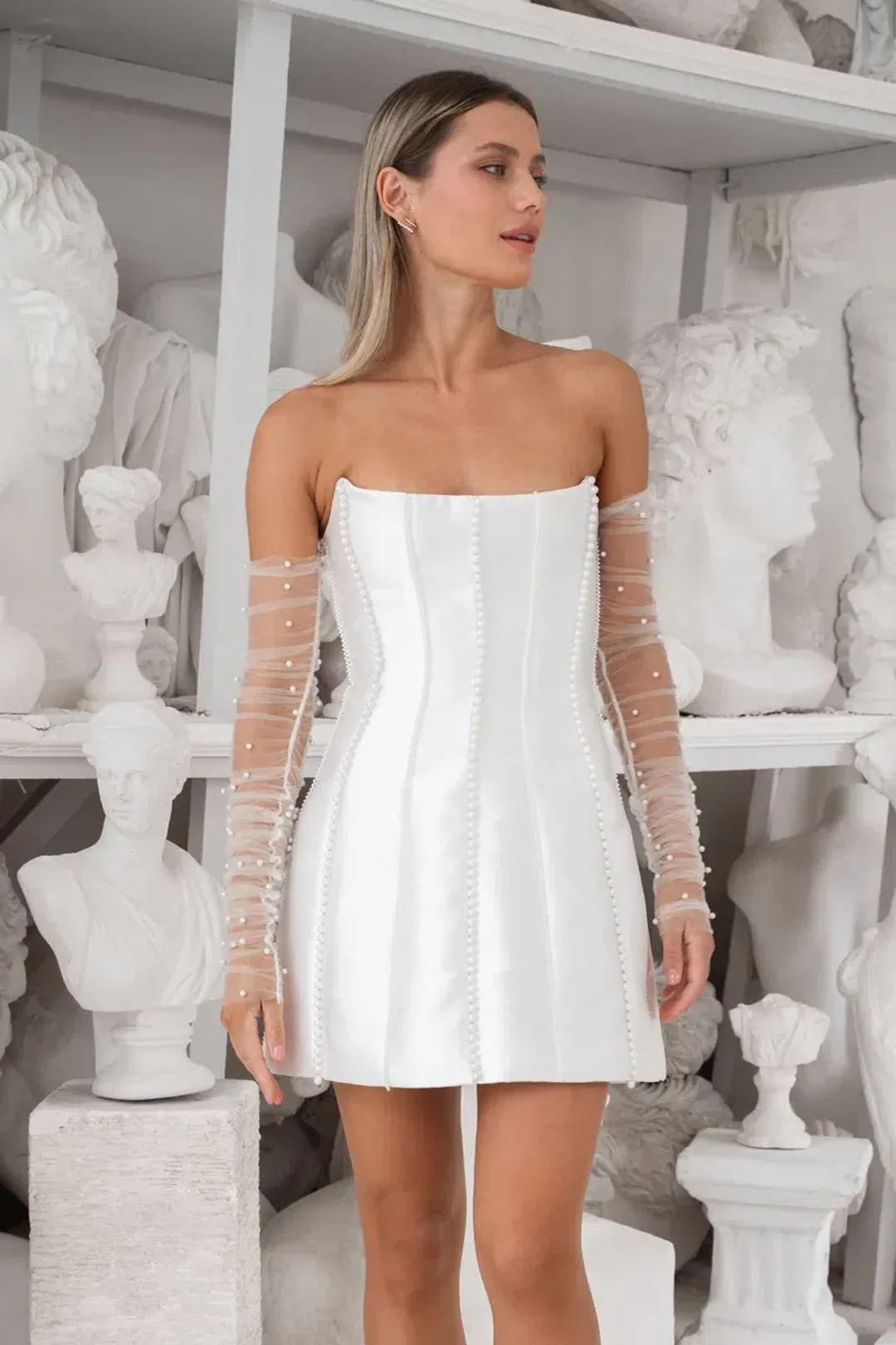 Eliya The Label Kayla Mini Dress White Size 12  for rent on The Volte - main image