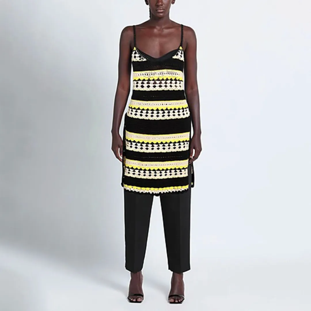 Ganni Striped Crochet Knit Slip Mini Dress Multi Size S / AU 8 for rent on The Volte - main image