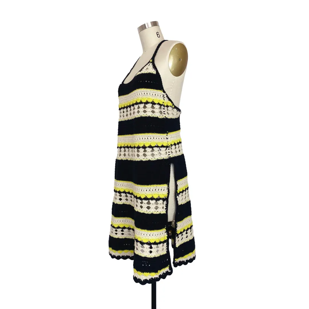 Ganni Striped Crochet Knit Slip Mini Dress Multi Size S / AU 8 for rent on The Volte - main image