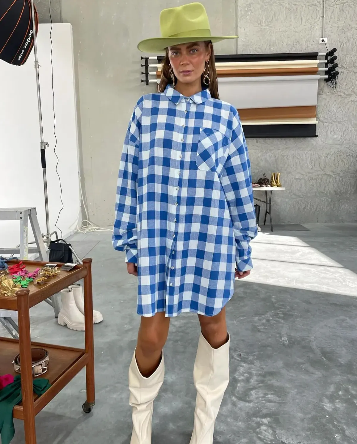 La Bohème Girls Clyde Oversized Shirtdress Blue One Size - Image 1