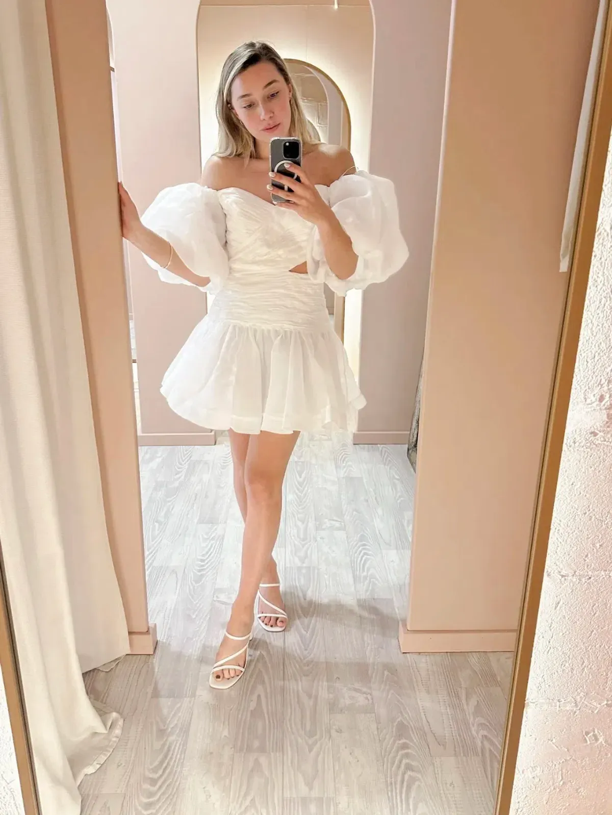 Aje Myriad Cut Out Mini Dress Ivory Size 10 - Image 5