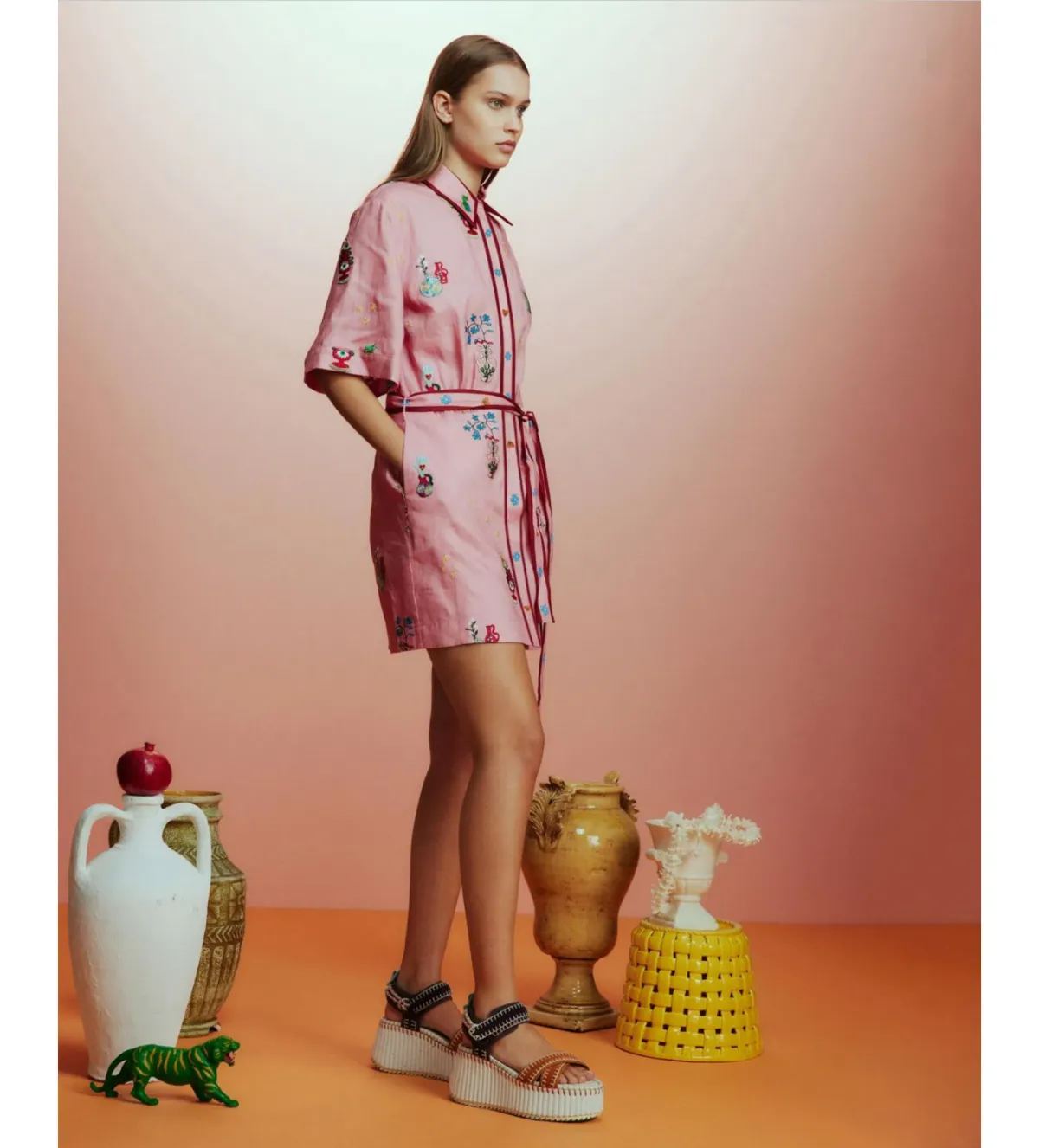 Alemais Timmy Embroidered Mini Dress Pink Size AU 10 - Image 2