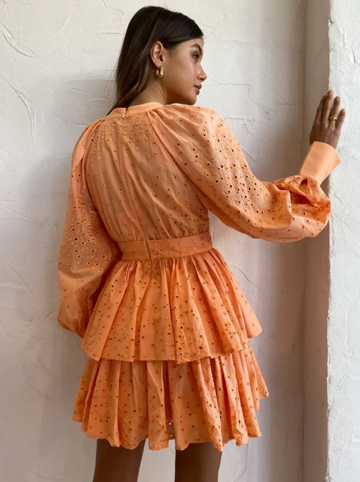 Acler Amelia Mini Dress Apricot Size 8 - Image 6