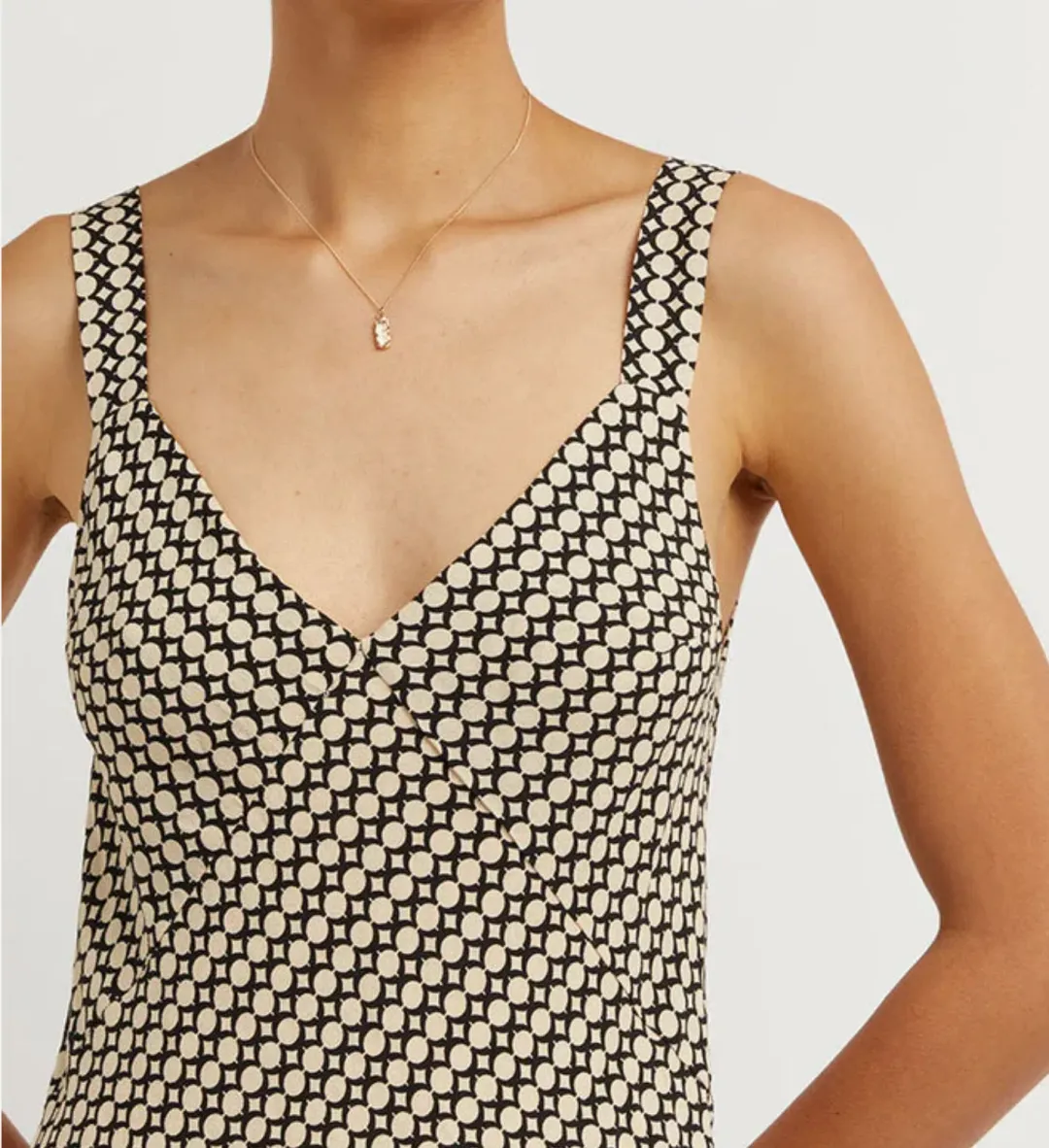 Dissh Marlow Beige Geo Midi Slip Dress for rent on The Volte - main image