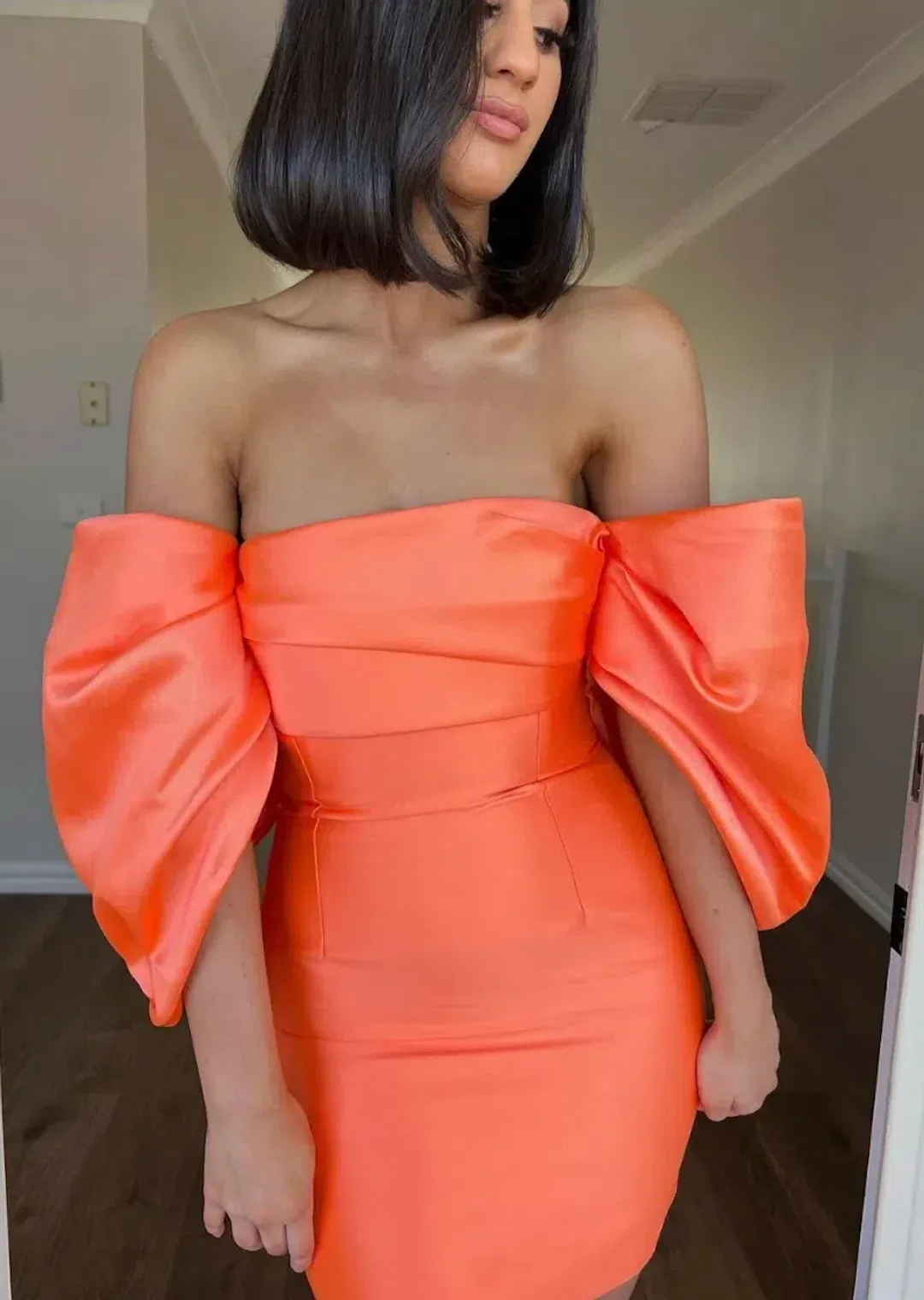 Solace London The Elina Mini Dress Coral Size 10  for rent on The Volte - main image