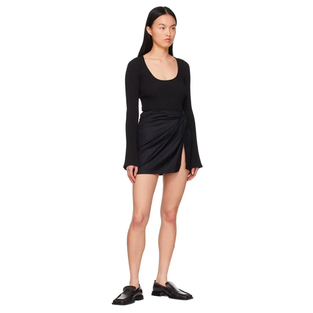 Anna Quan Emelia Ruched Mini Skirt Black Size 12  for rent on The Volte - main image