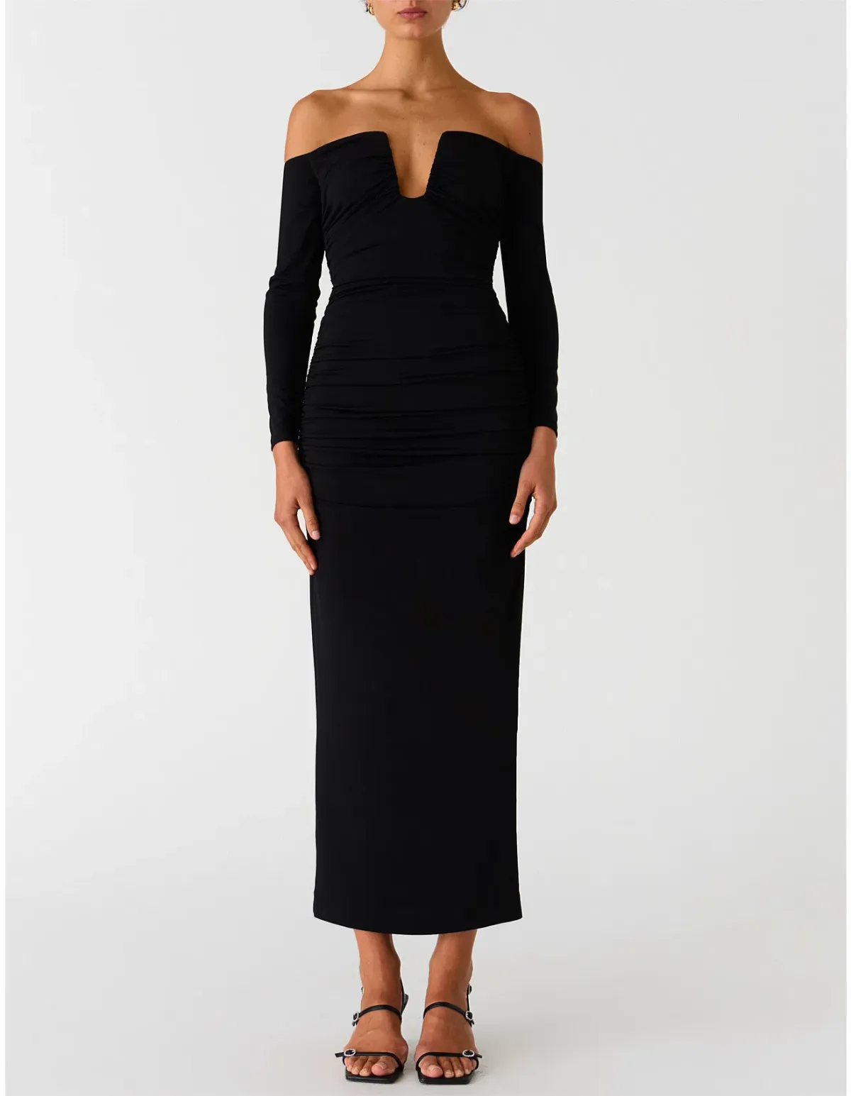 Misha Raelynn Matte Slinky Midi Dress Black Size 8/S - Image 1