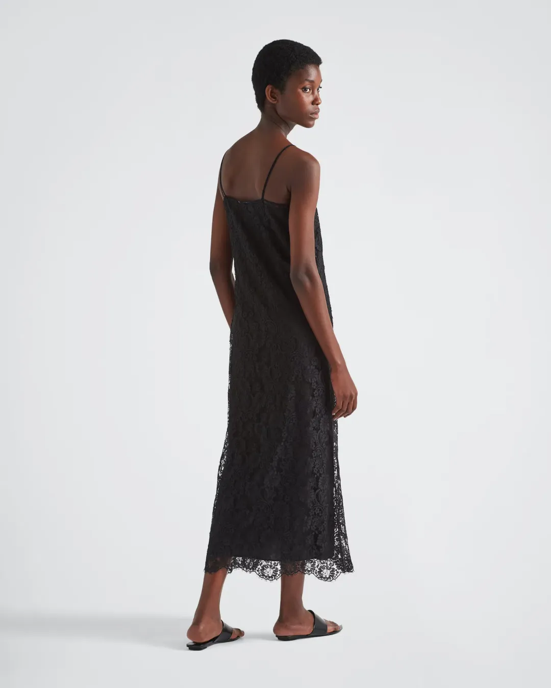 Prada Lace Midi Dress Black Size 36 / AU 4 for rent on The Volte - main image