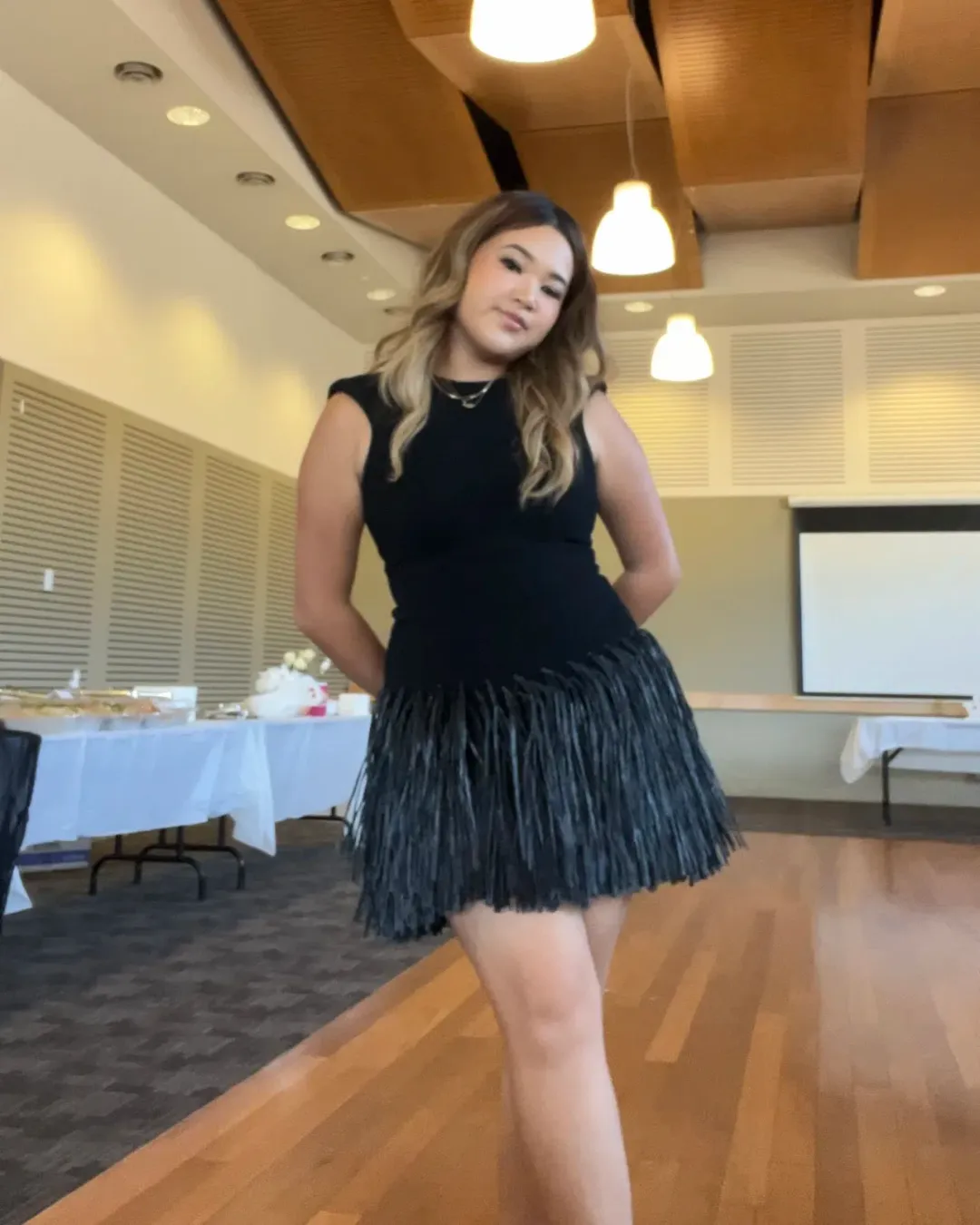 Aje Rushes Raffia Mini Dress Black Size 8 for rent on The Volte - main image