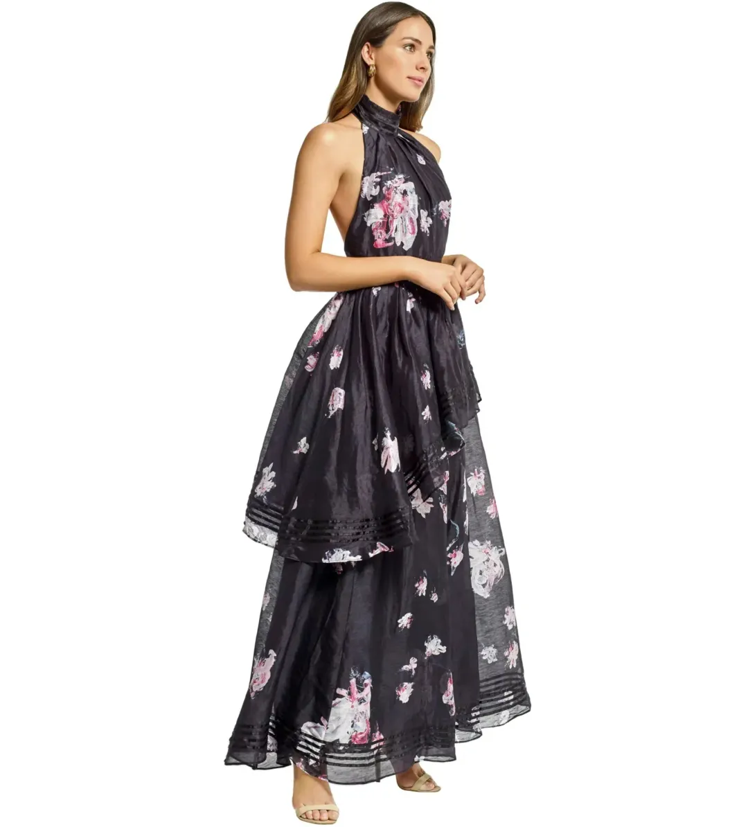 Aje Sienna Maxi Dress Black Floral Size AU 12  for rent on The Volte - main image