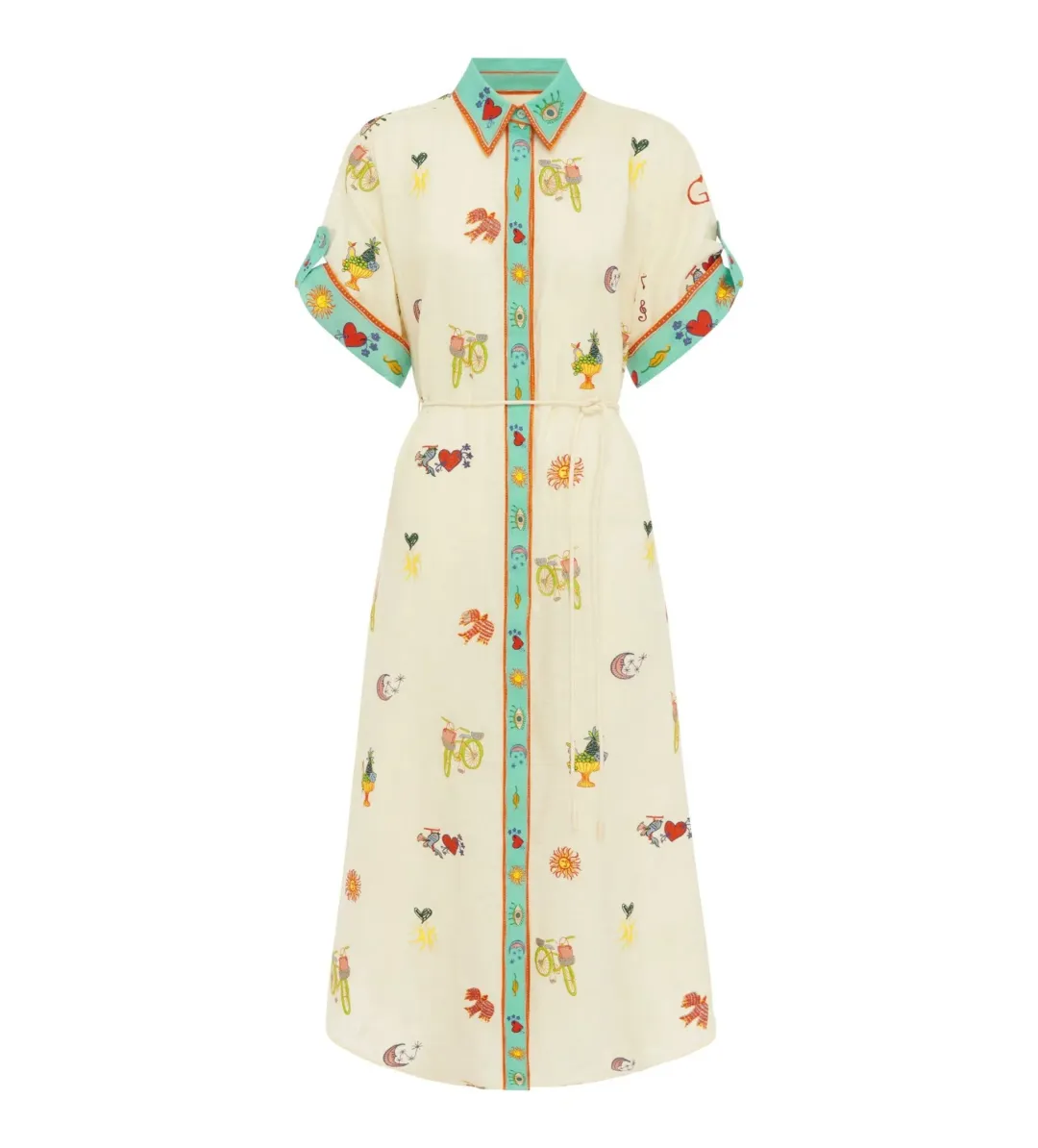 Alémais Holiday Go-to Embroidered Shirtdress Print Size AU 16 for rent on The Volte - main image