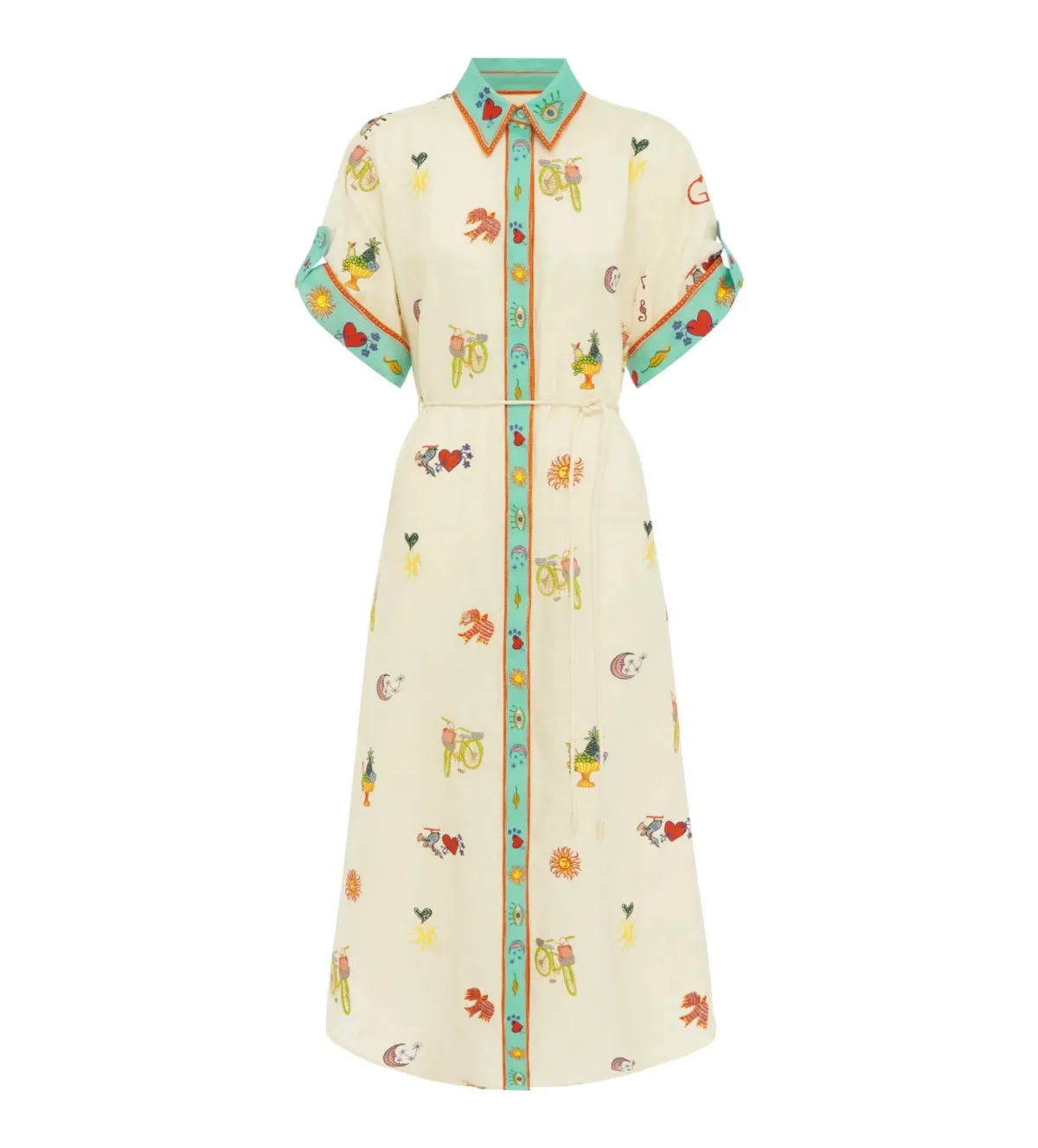 Alémais Holiday Go-to Embroidered Shirtdress Print Size AU 16 - Image 5