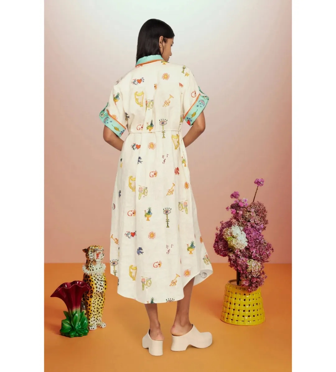 Alémais Holiday Go-to Embroidered Shirtdress Print Size AU 16 for rent on The Volte - main image